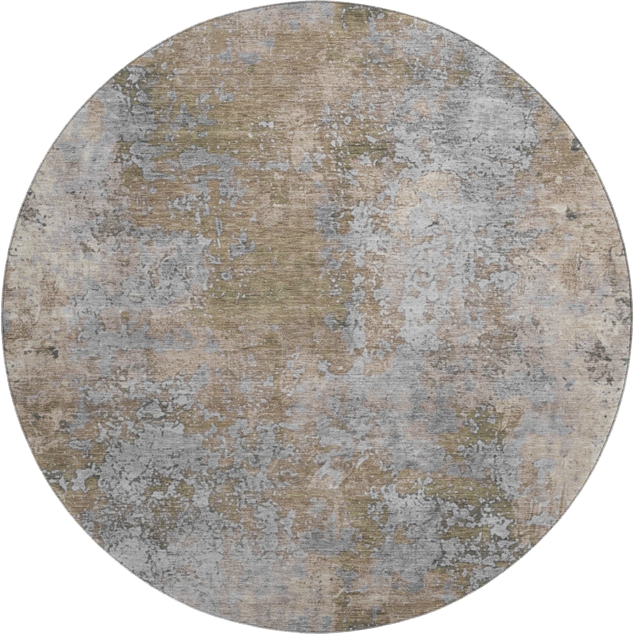 Salzburg Machine Washable Transitional Taupe Brown Rug 8' x 8' #shape_Round