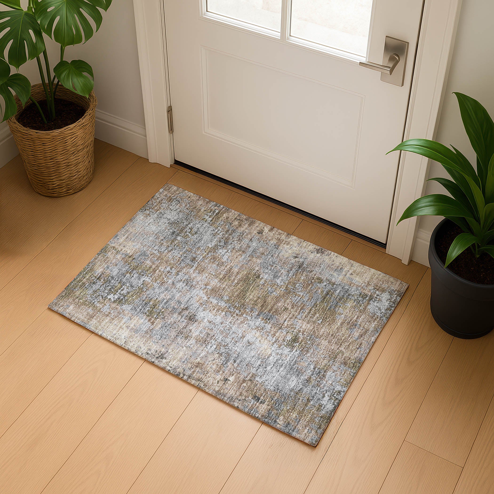 Salzburg Machine Washable Transitional Taupe Brown Rug 1'8" x 2'6" #shape_Rectangle