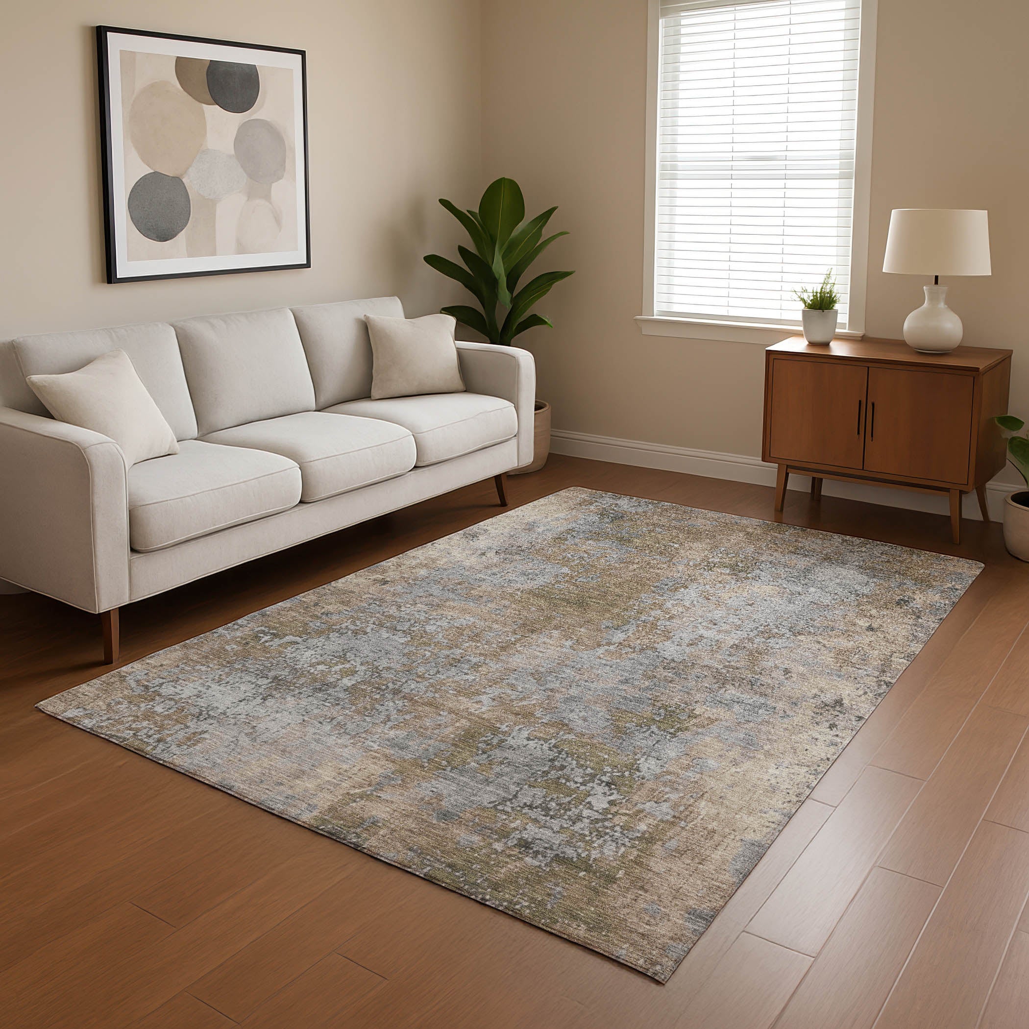 Salzburg Machine Washable Transitional Taupe Brown Rug 2'6" x 3'10" #shape_Rectangle