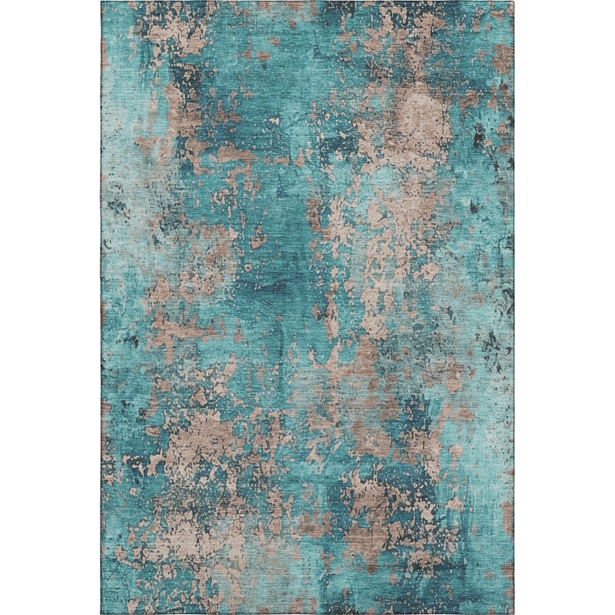 Salzburg Machine Washable Transitional Teal Rug 2'6" x 3'10" #shape_Rectangle