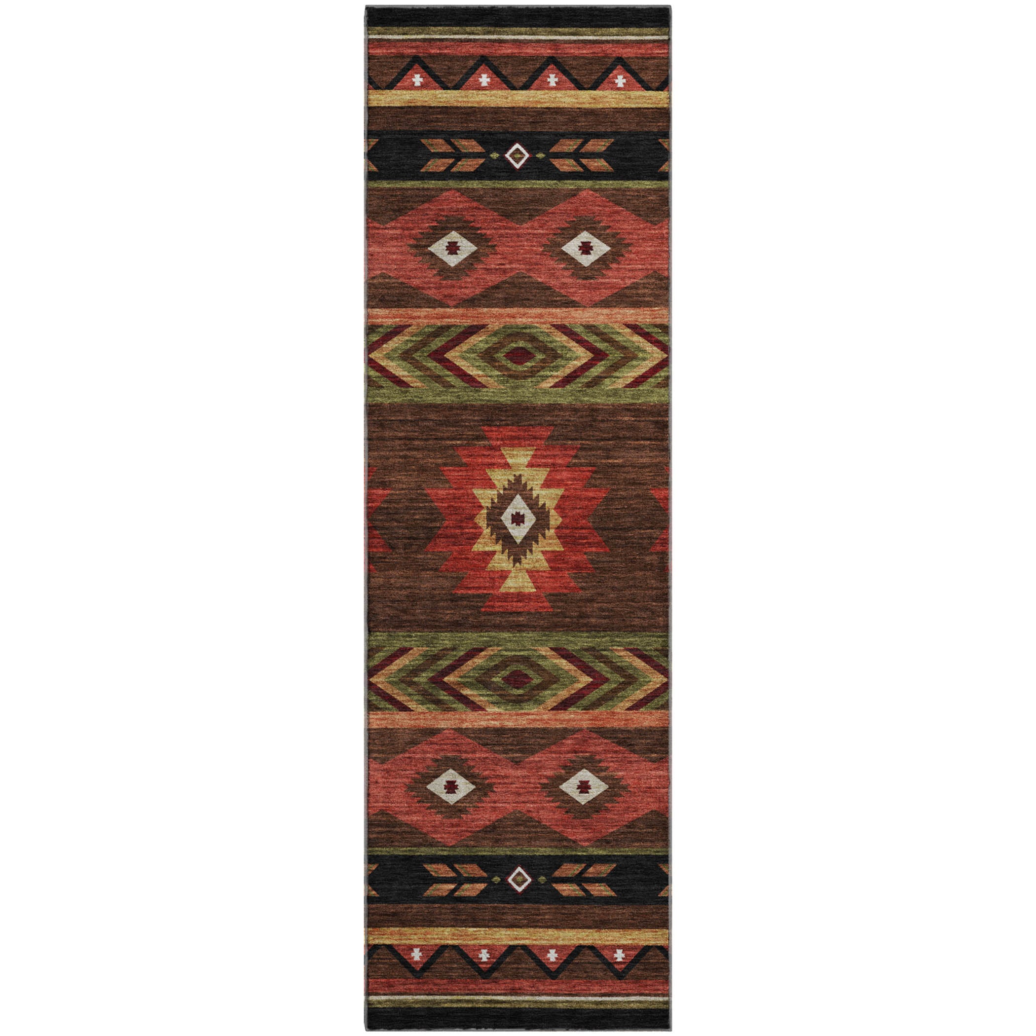 Montevideo Machine Washable Southwest Brown Rug 2'3" x 7'6" #shape_Runner