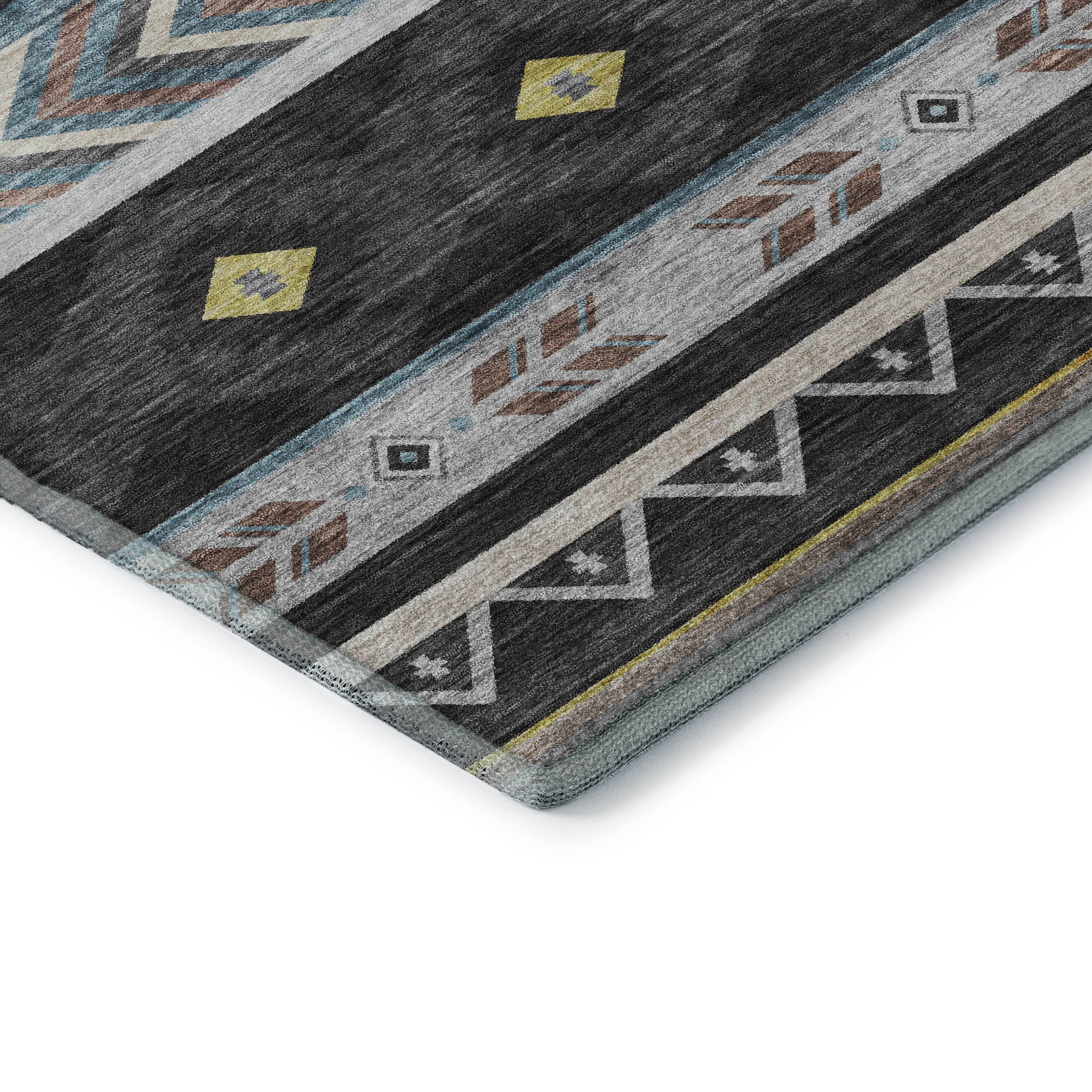 Montevideo Machine Washable Southwest Midnight Black Rug 1'8" x 2'6" #shape_Rectangle