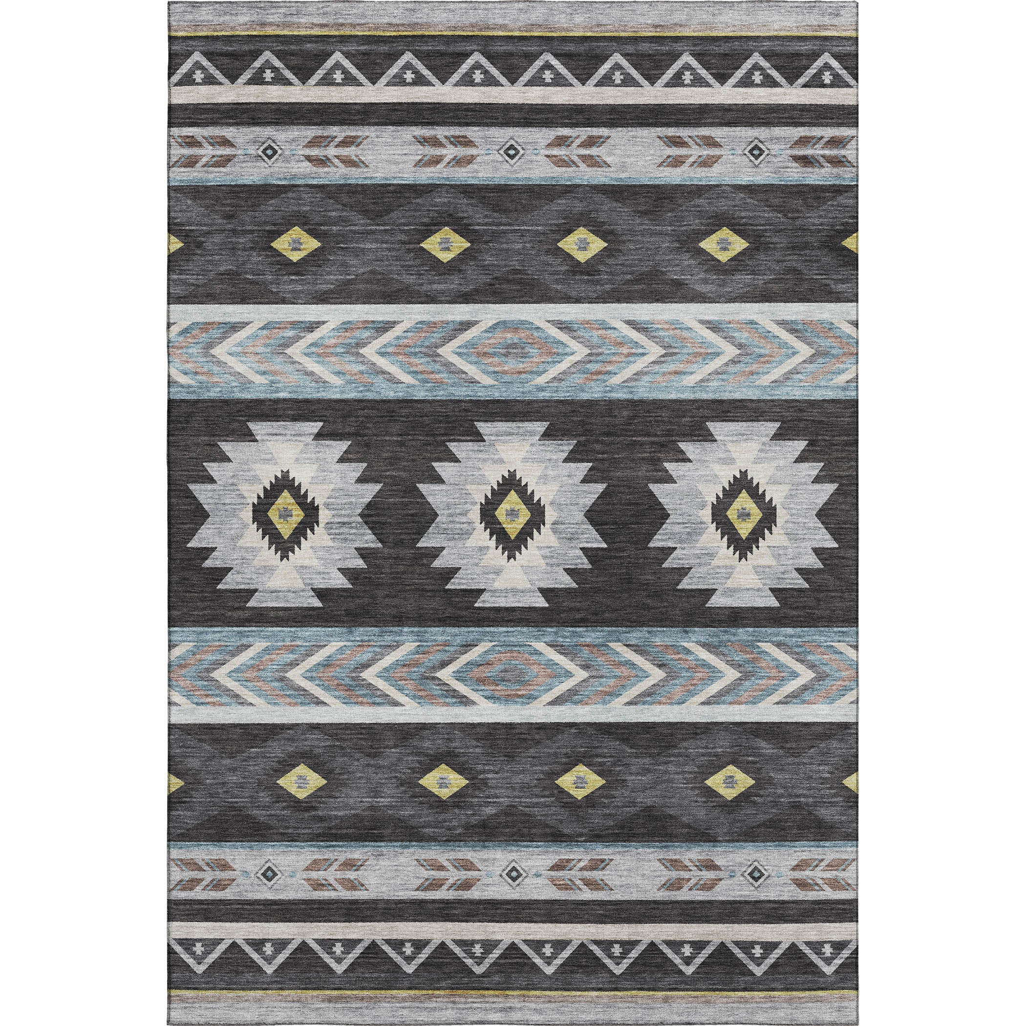Montevideo Machine Washable Southwest Midnight Black Rug 2'6" x 3'10" #shape_Rectangle