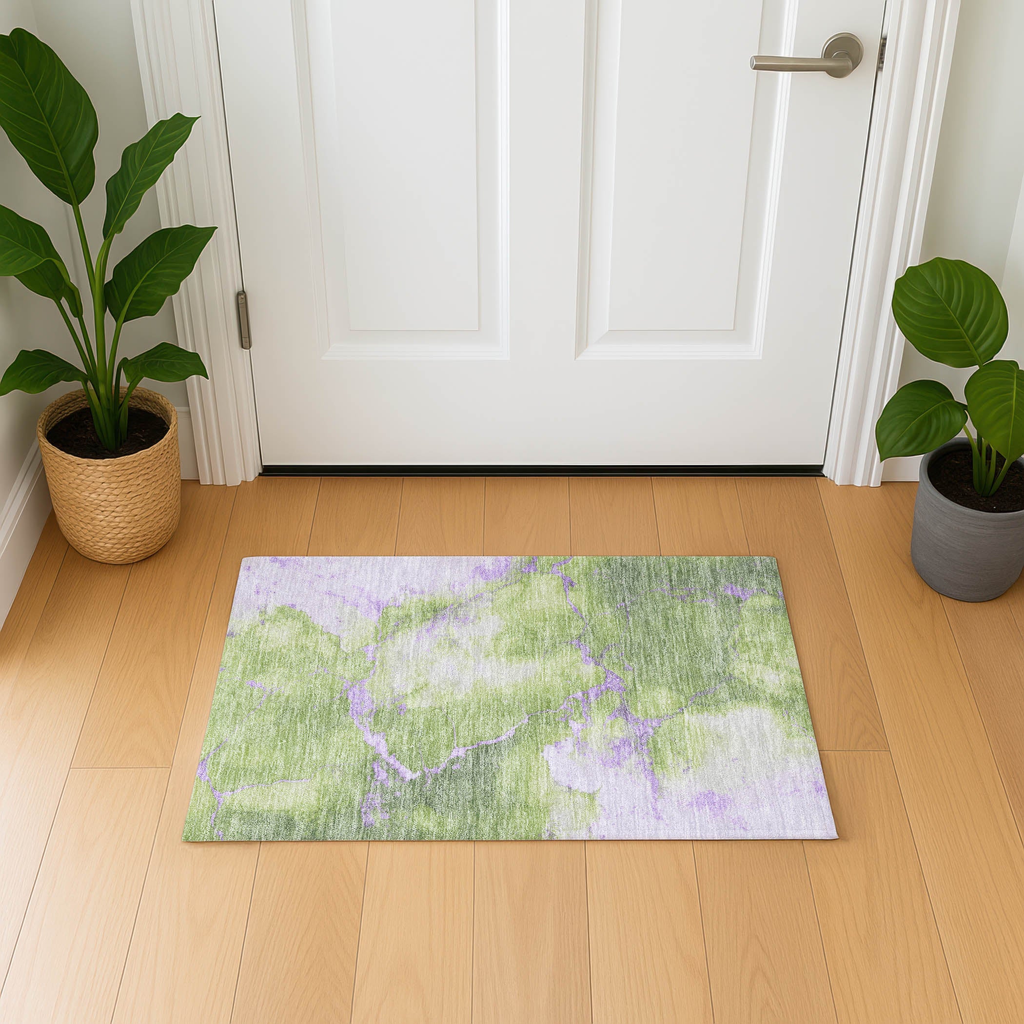 Athens Machine Washable Transitional Aloe Green Rug 1'8" x 2'6" #shape_Rectangle