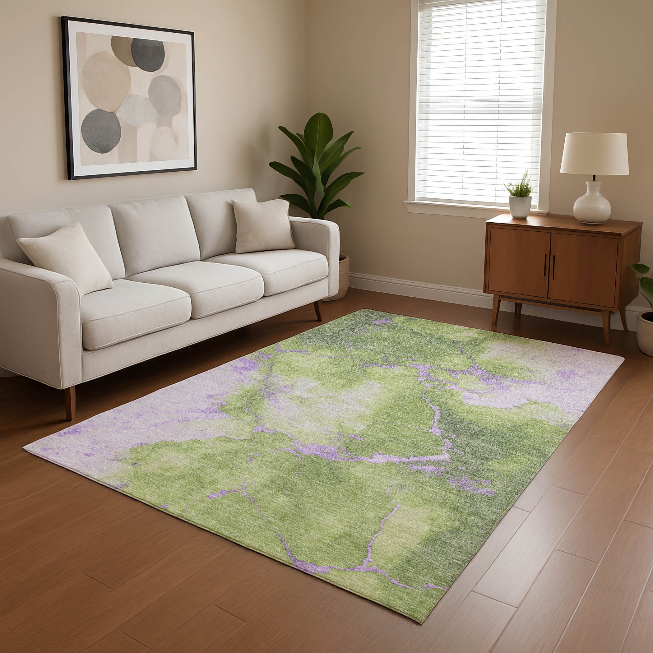 Athens Machine Washable Transitional Aloe Green Rug 2'6" x 3'10" #shape_Rectangle
