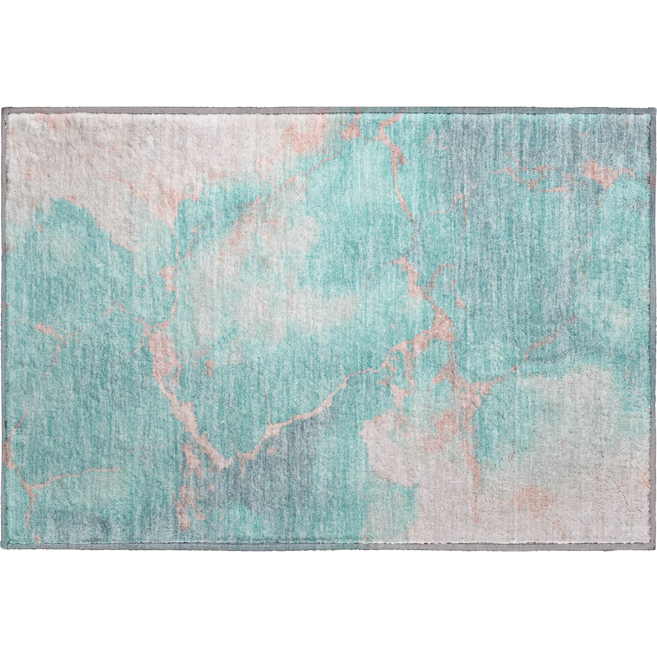 Athens Machine Washable Transitional Teal Rug 1'8" x 2'6" #shape_Rectangle