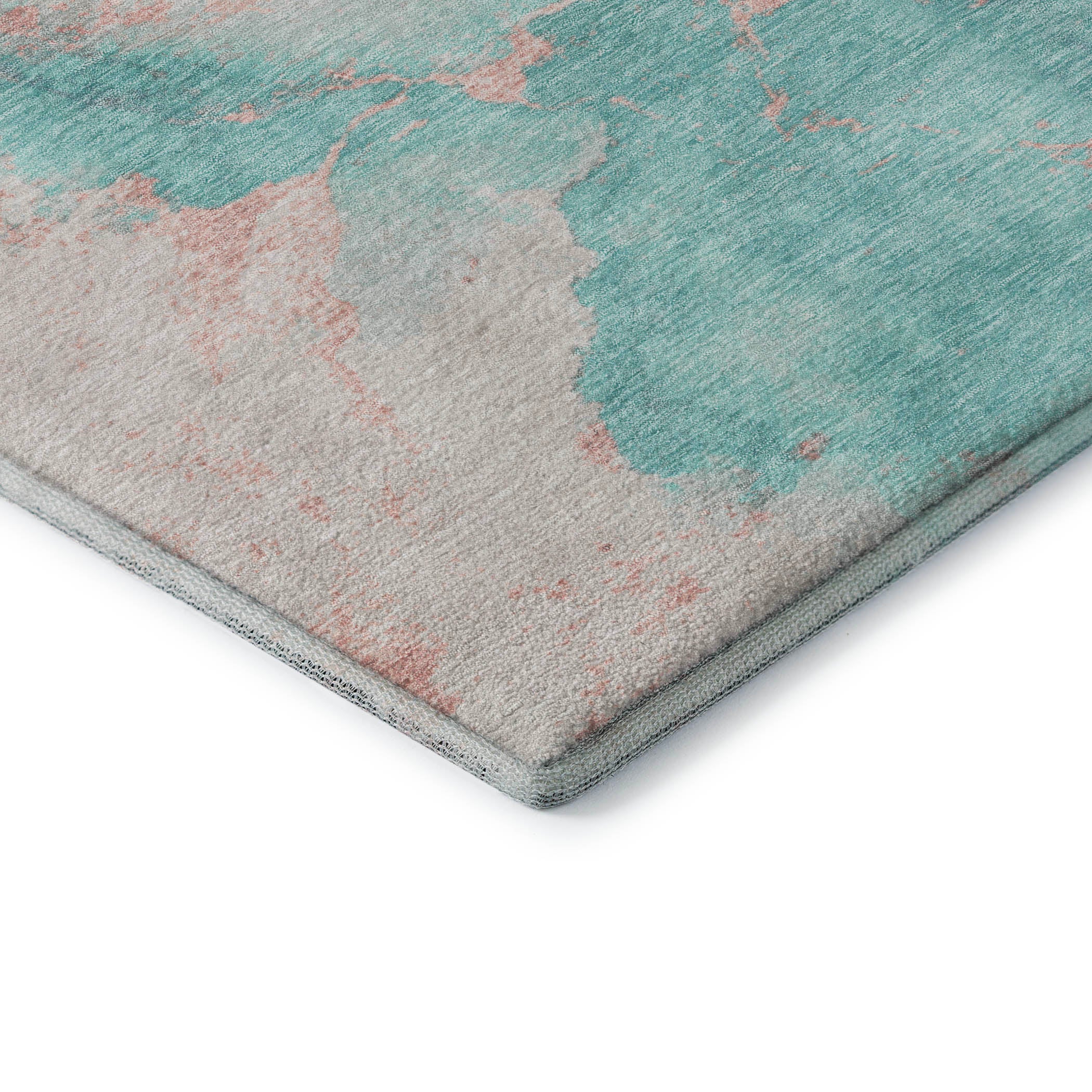 Athens Machine Washable Transitional Teal Rug 1'8" x 2'6" #shape_Rectangle