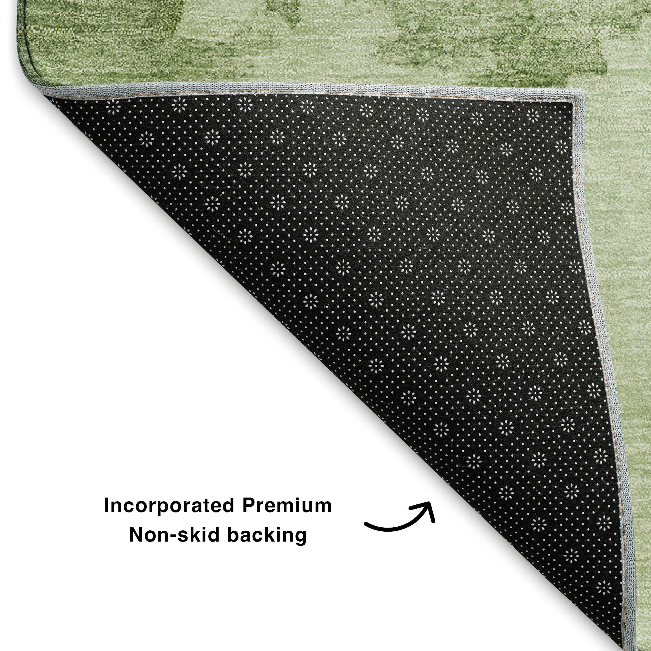 Florence Machine Washable Transitional Aloe Green Rug 1'8" x 2'6" #shape_Rectangle