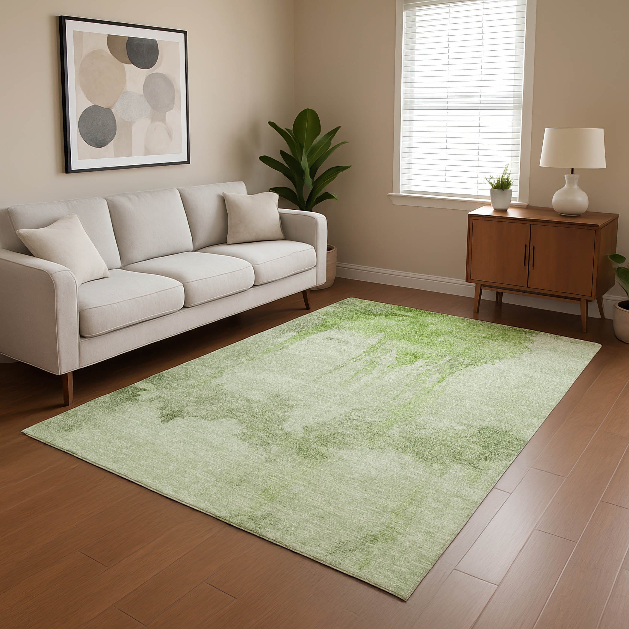 Florence Machine Washable Transitional Aloe Green Rug 2'6" x 3'10" #shape_Rectangle