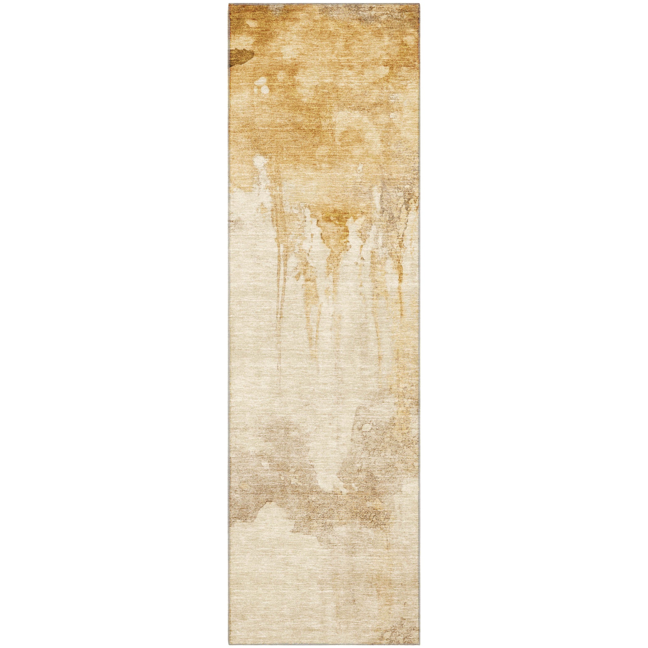 Florence Machine Washable Transitional Gold Rug 2'3" x 7'6" #shape_Runner