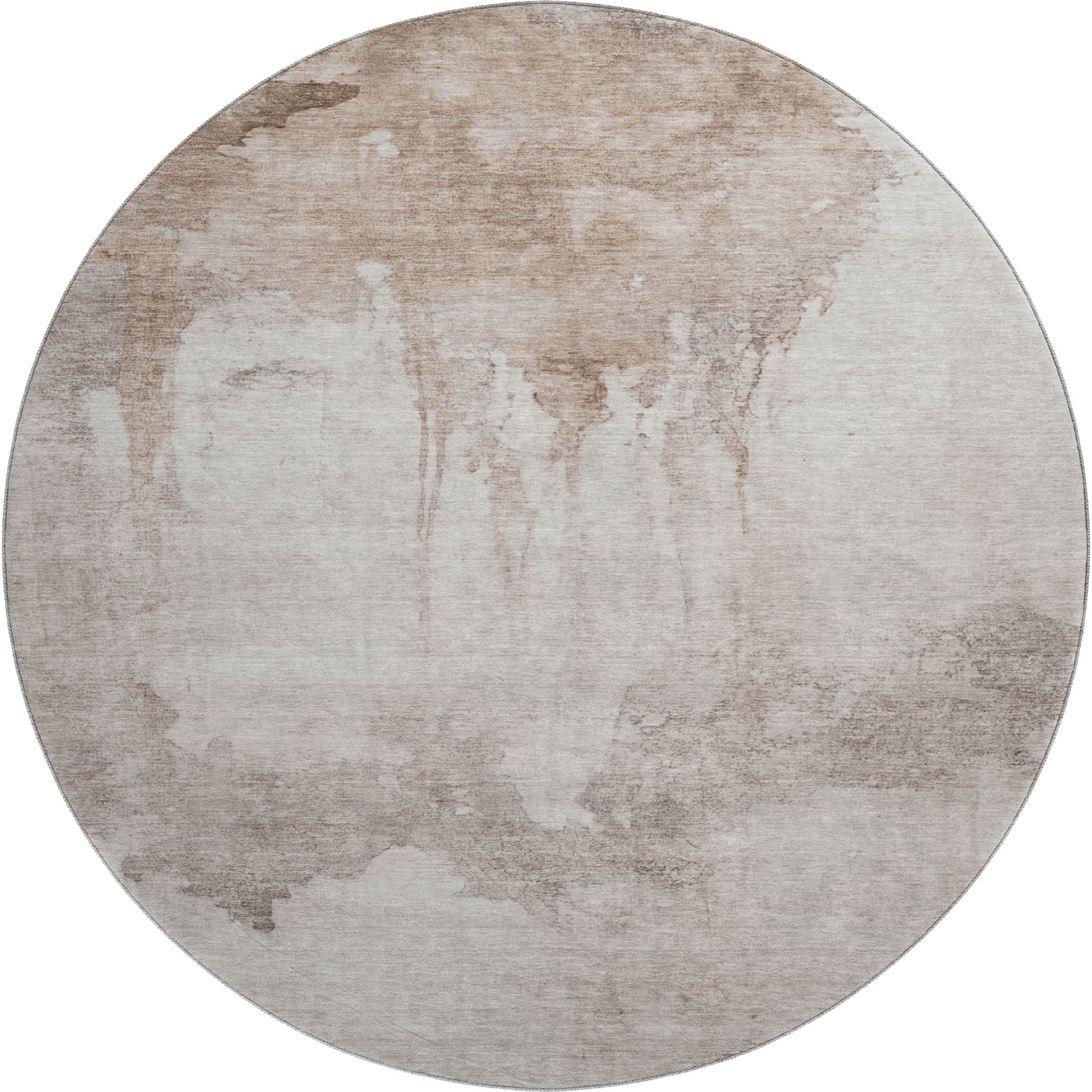 Florence Machine Washable Transitional Taupe Brown Rug 8' x 8' #shape_Round