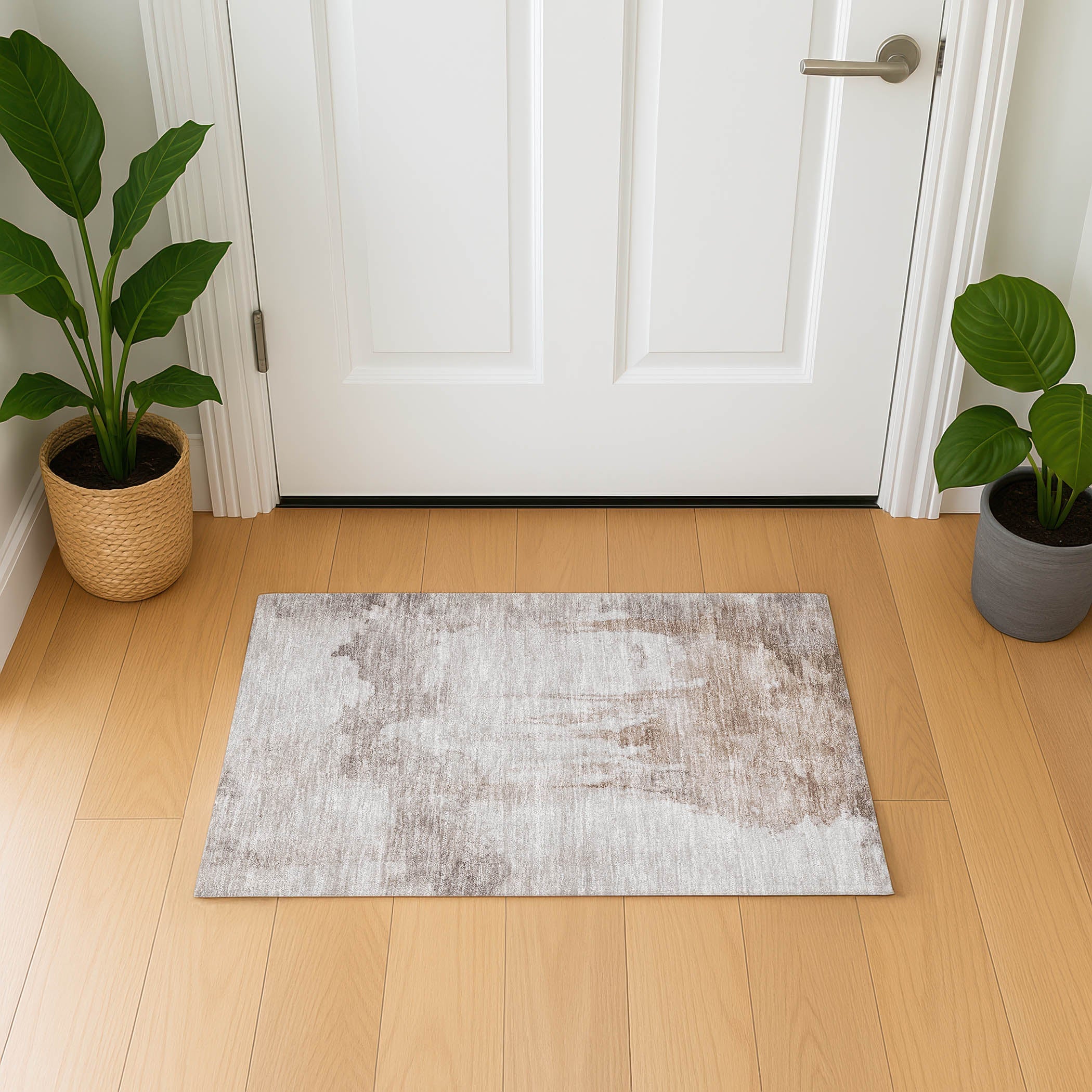 Florence Machine Washable Transitional Taupe Brown Rug 1'8" x 2'6" #shape_Rectangle