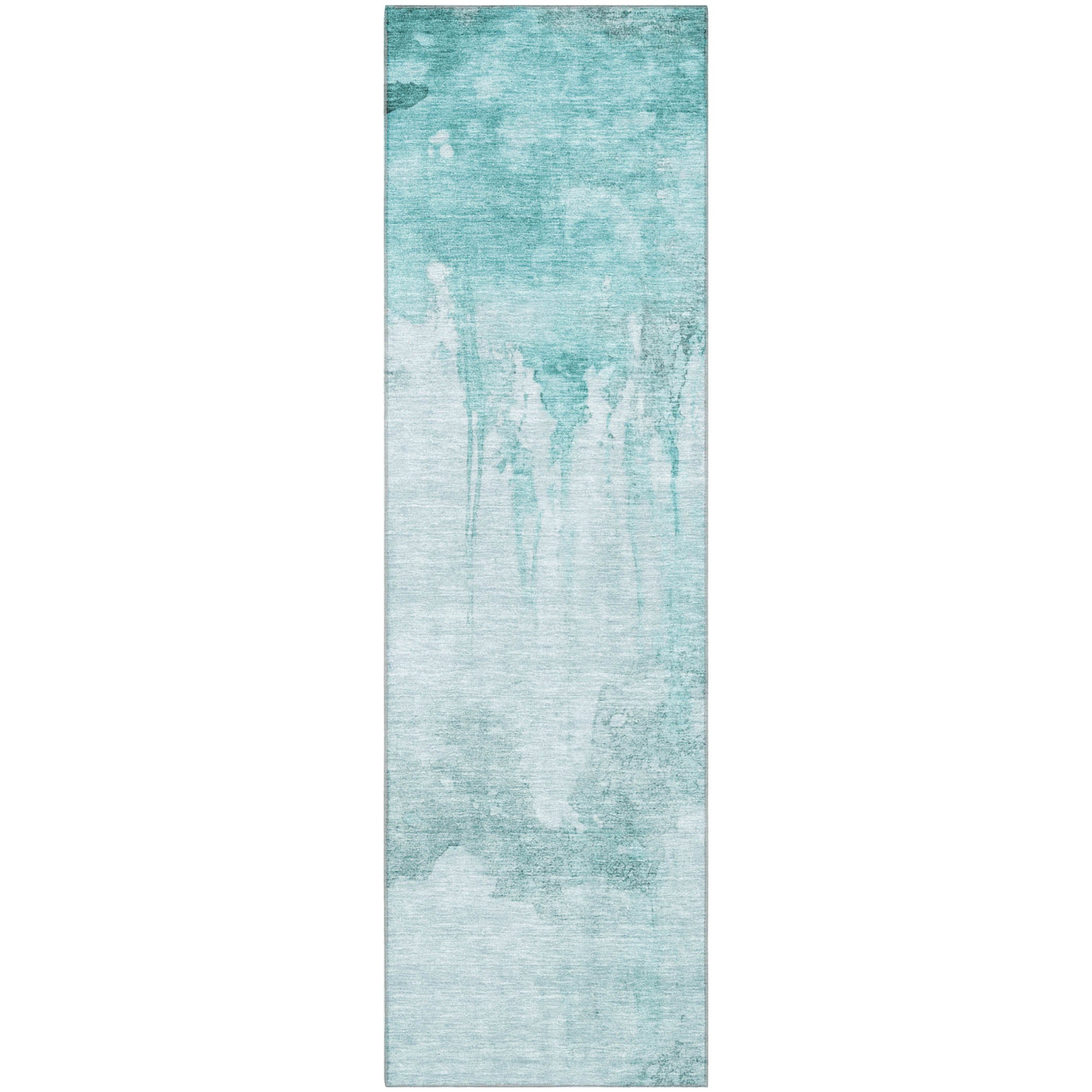 Florence Machine Washable Transitional Teal Rug 2'3" x 7'6" #shape_Runner