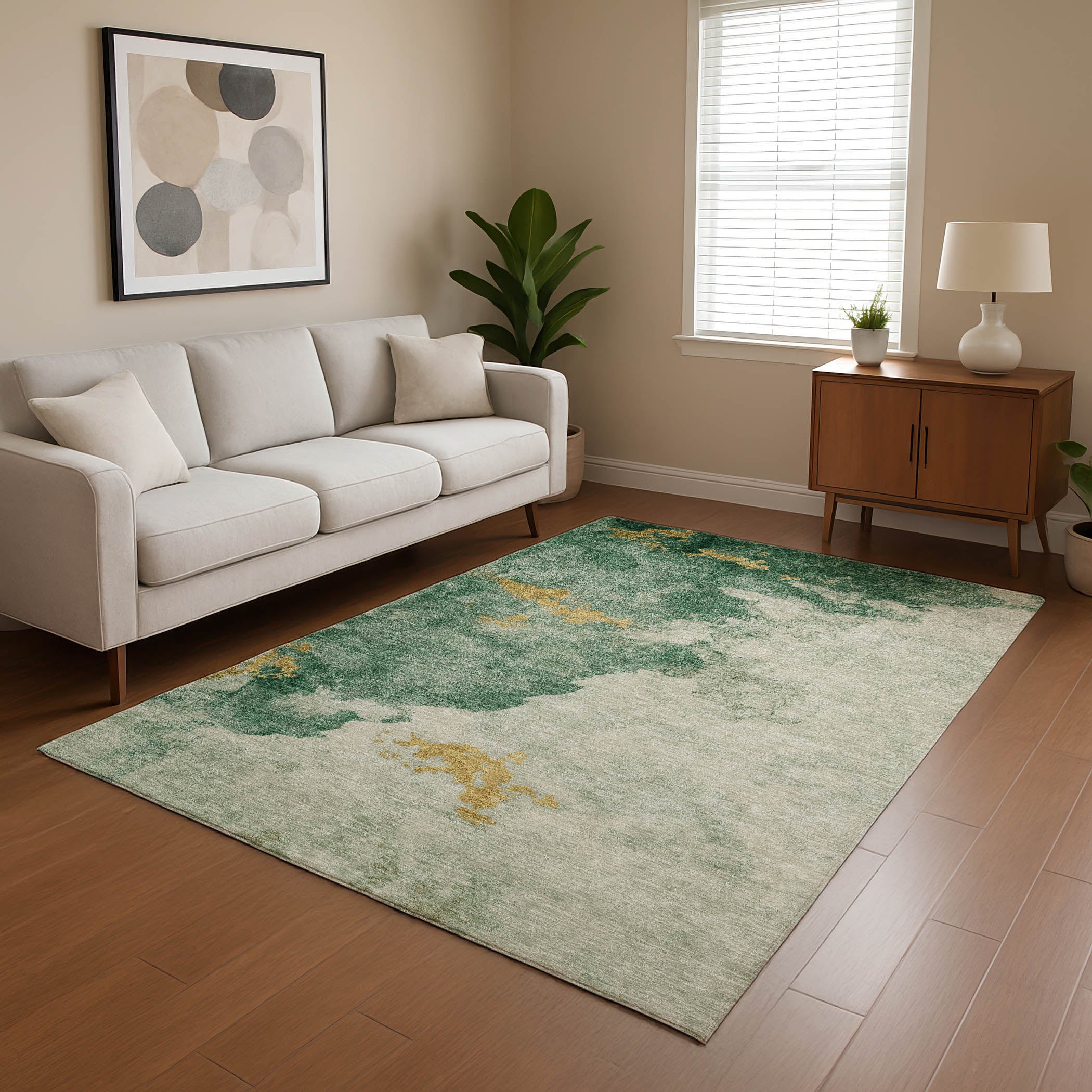 Kyoto Machine Washable Transitional Emerald Green Rug 2'6" x 3'10" #shape_Rectangle