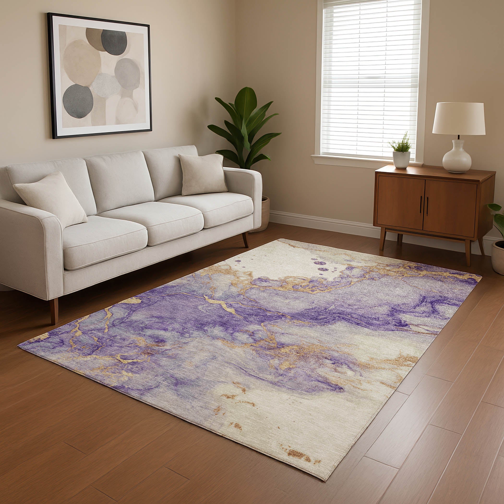 Florence Machine Washable Transitional Purple Rug 2'6" x 3'10" #shape_Rectangle