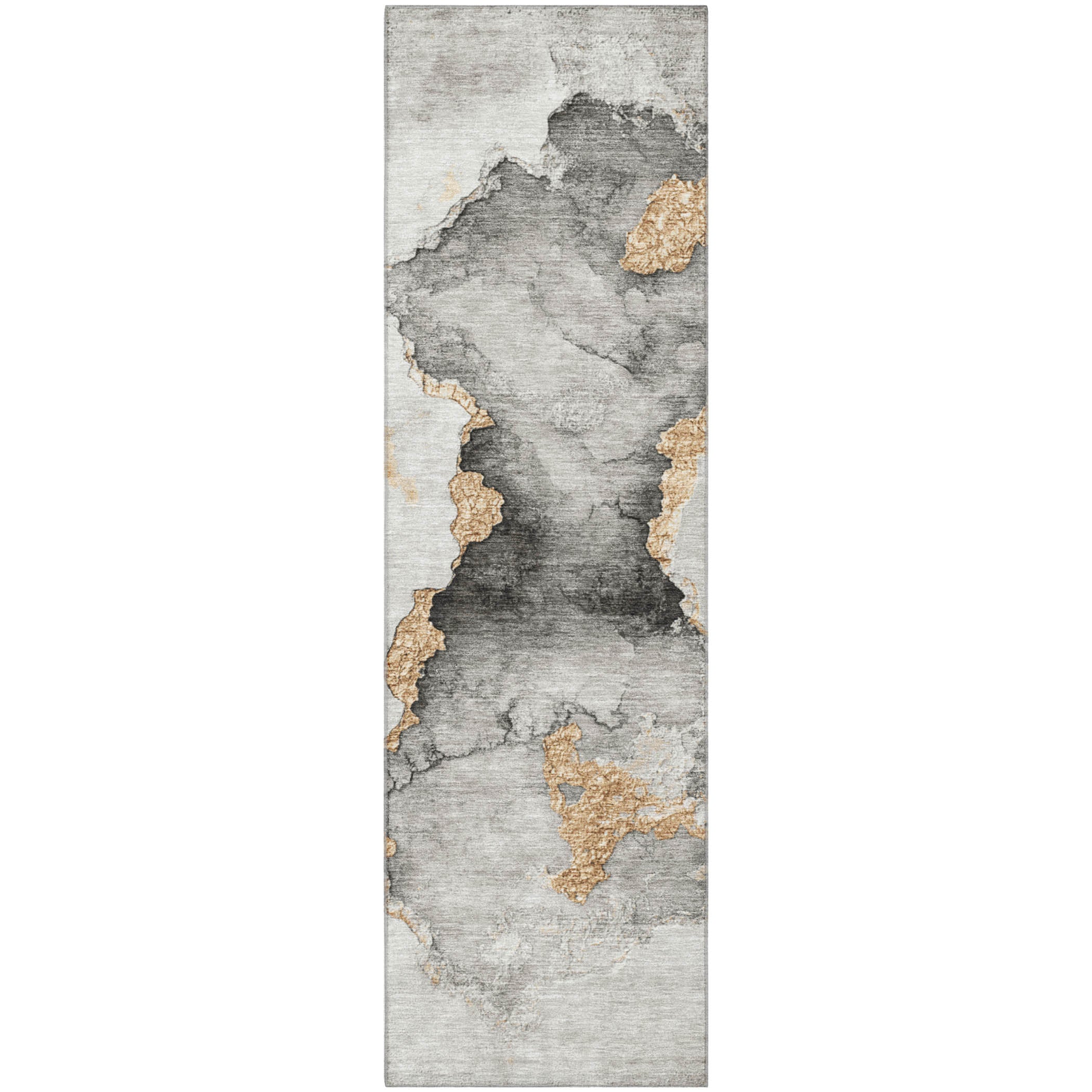 Kotor Machine Washable Transitional Gray Rug 2'3" x 7'6" #shape_Runner