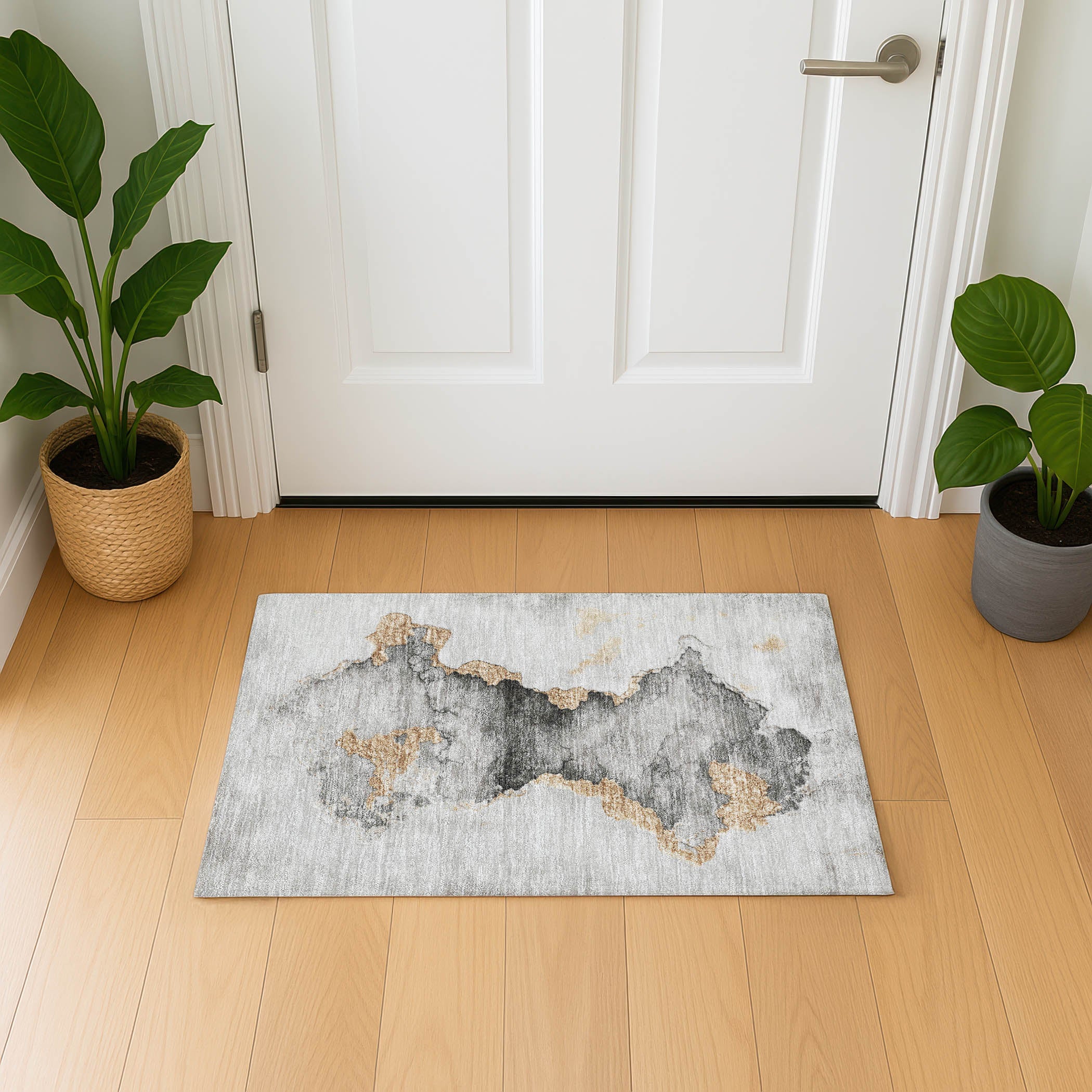 Kotor Machine Washable Transitional Gray Rug 1'8" x 2'6" #shape_Rectangle