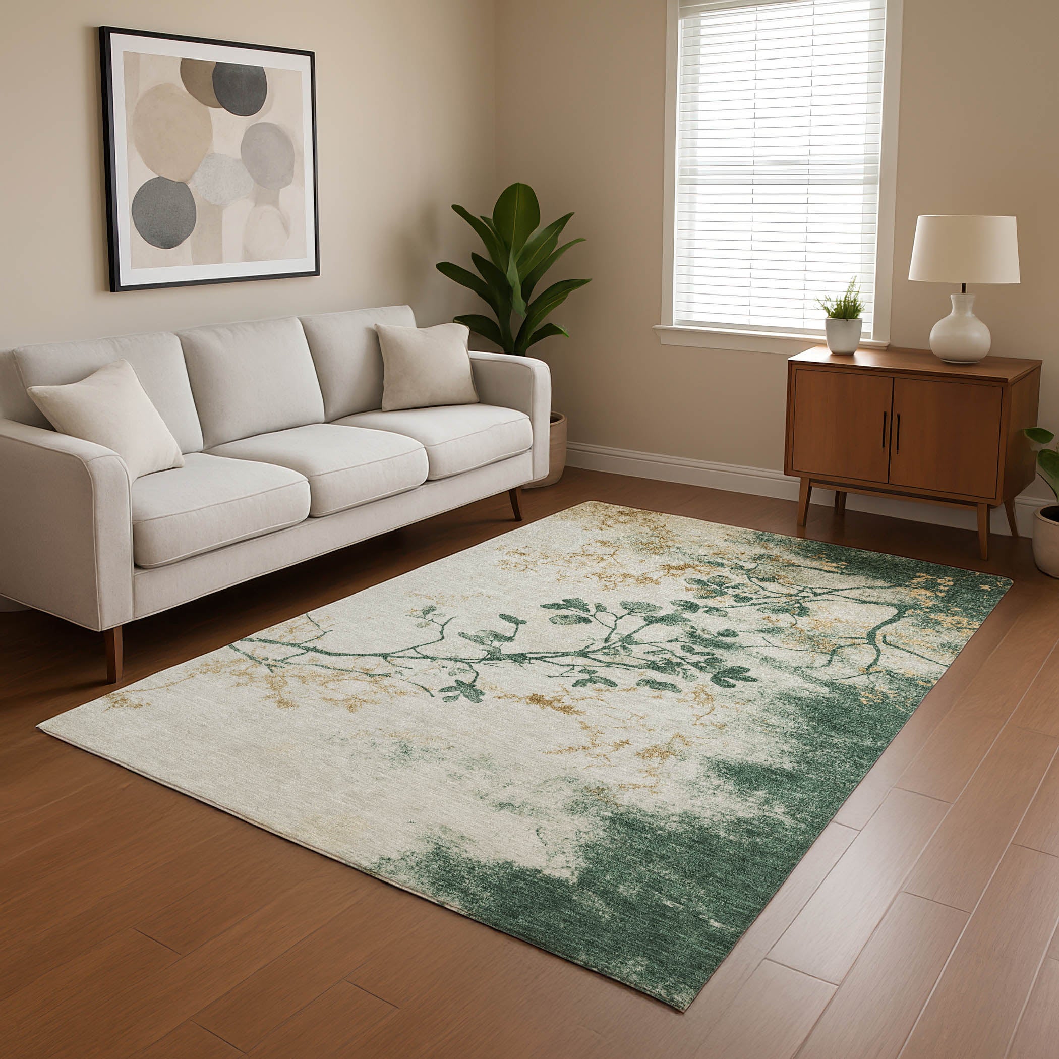 Jaipur Machine Washable Transitional Emerald Green Rug 2'6" x 3'10" #shape_Rectangle