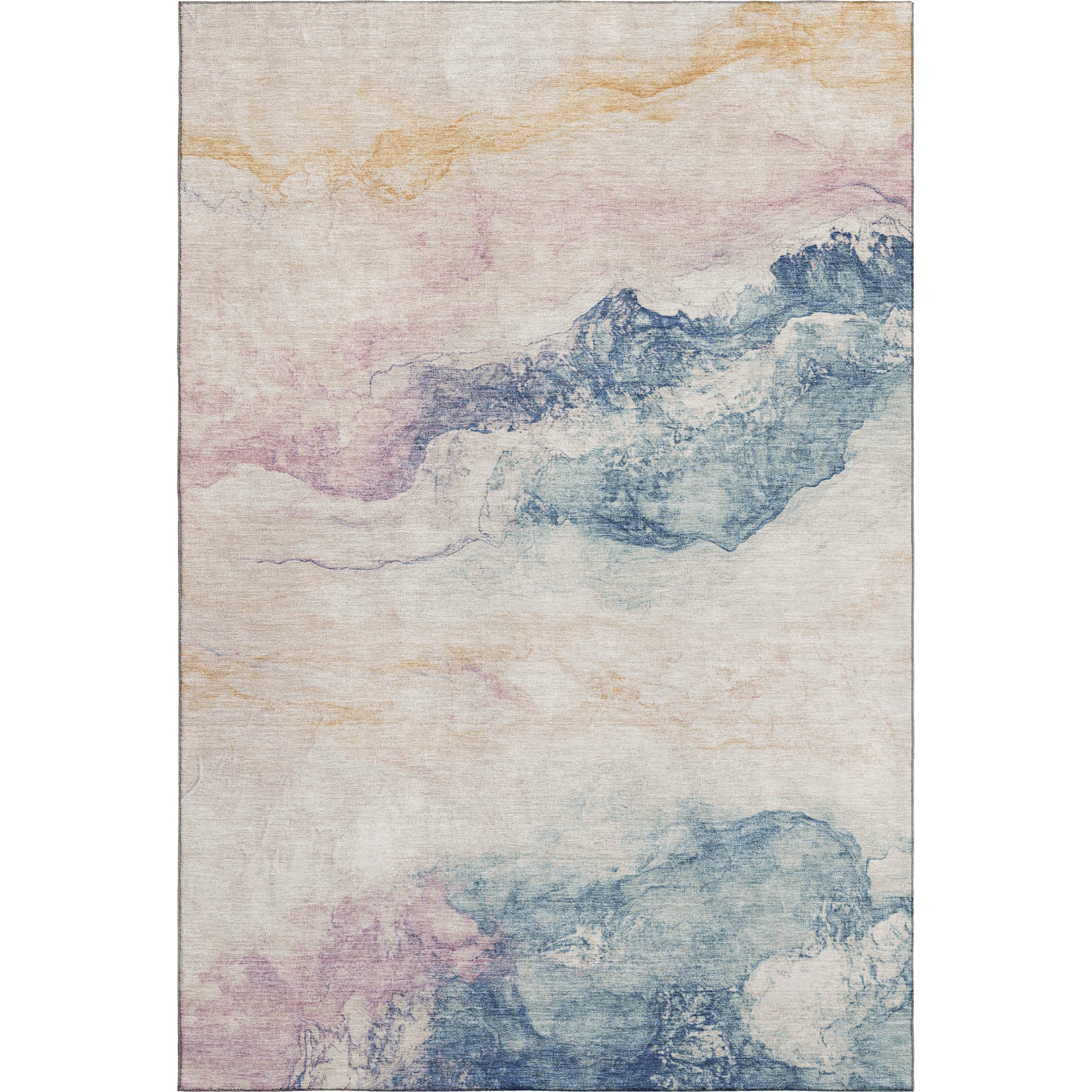 Santorini Machine Washable Transitional Pearl Ivory Rug 2'6" x 3'10" #shape_Rectangle