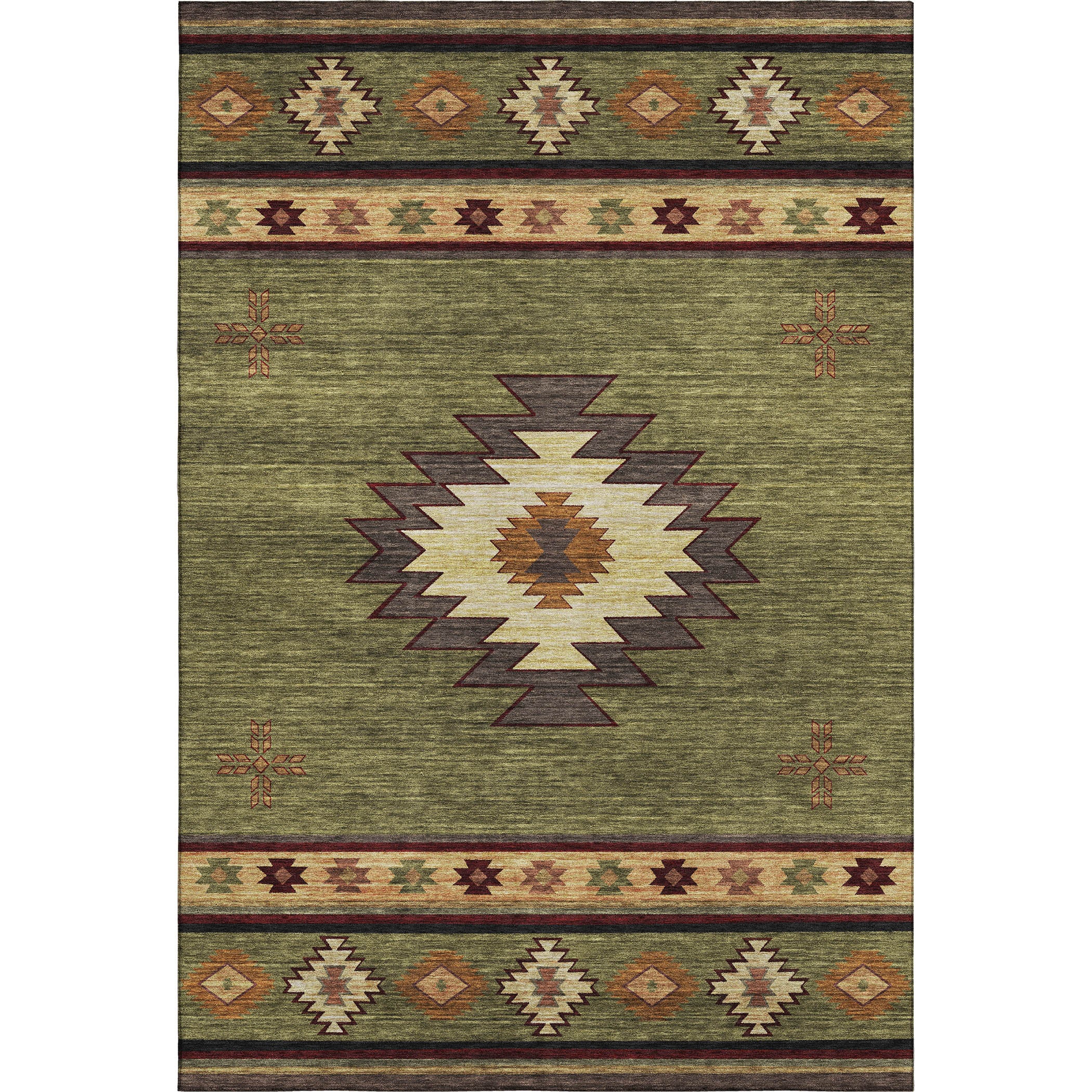 Siena Machine Washable Southwest Green Rug 2'6" x 3'10" #shape_Rectangle