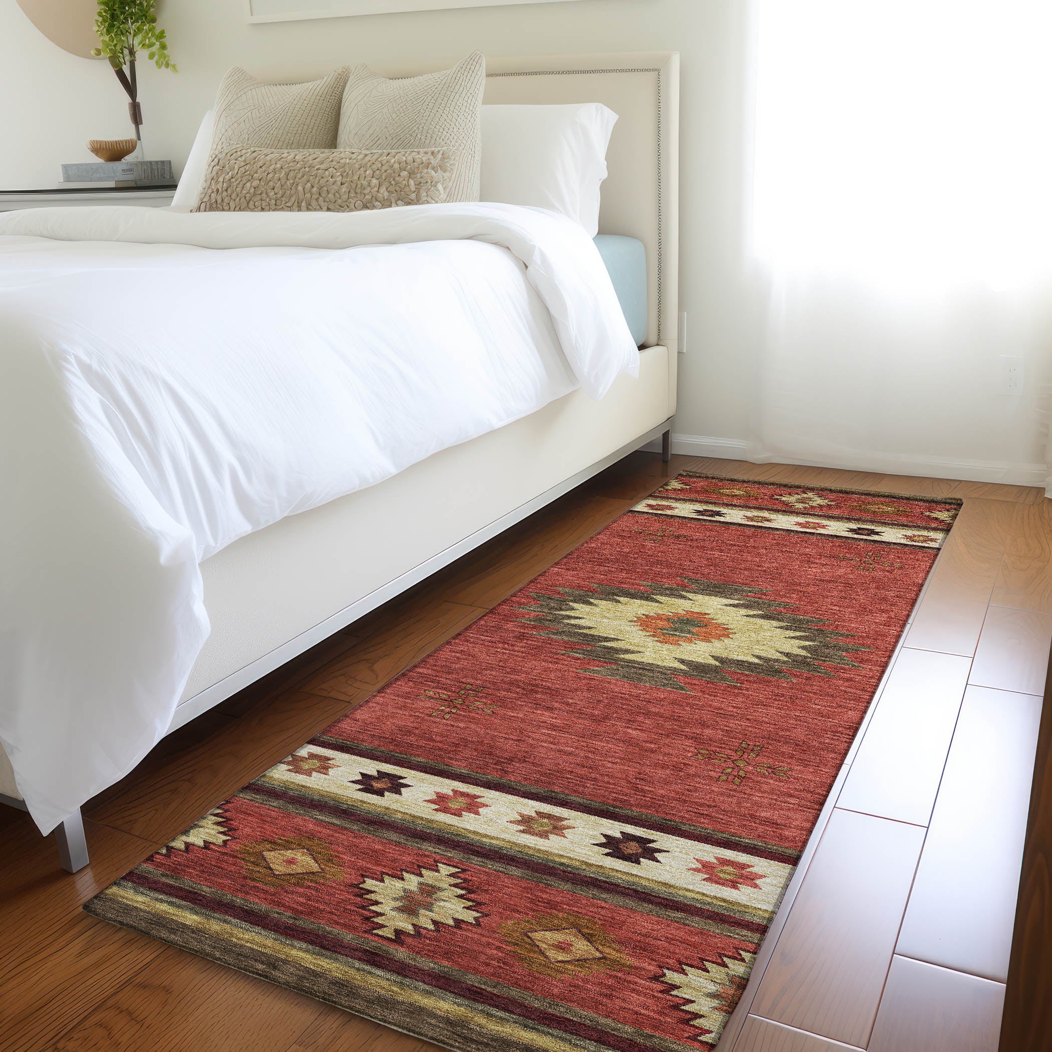 Siena Machine Washable Southwest Spice Red Rug 2'3" x 7'6" #shape_Runner