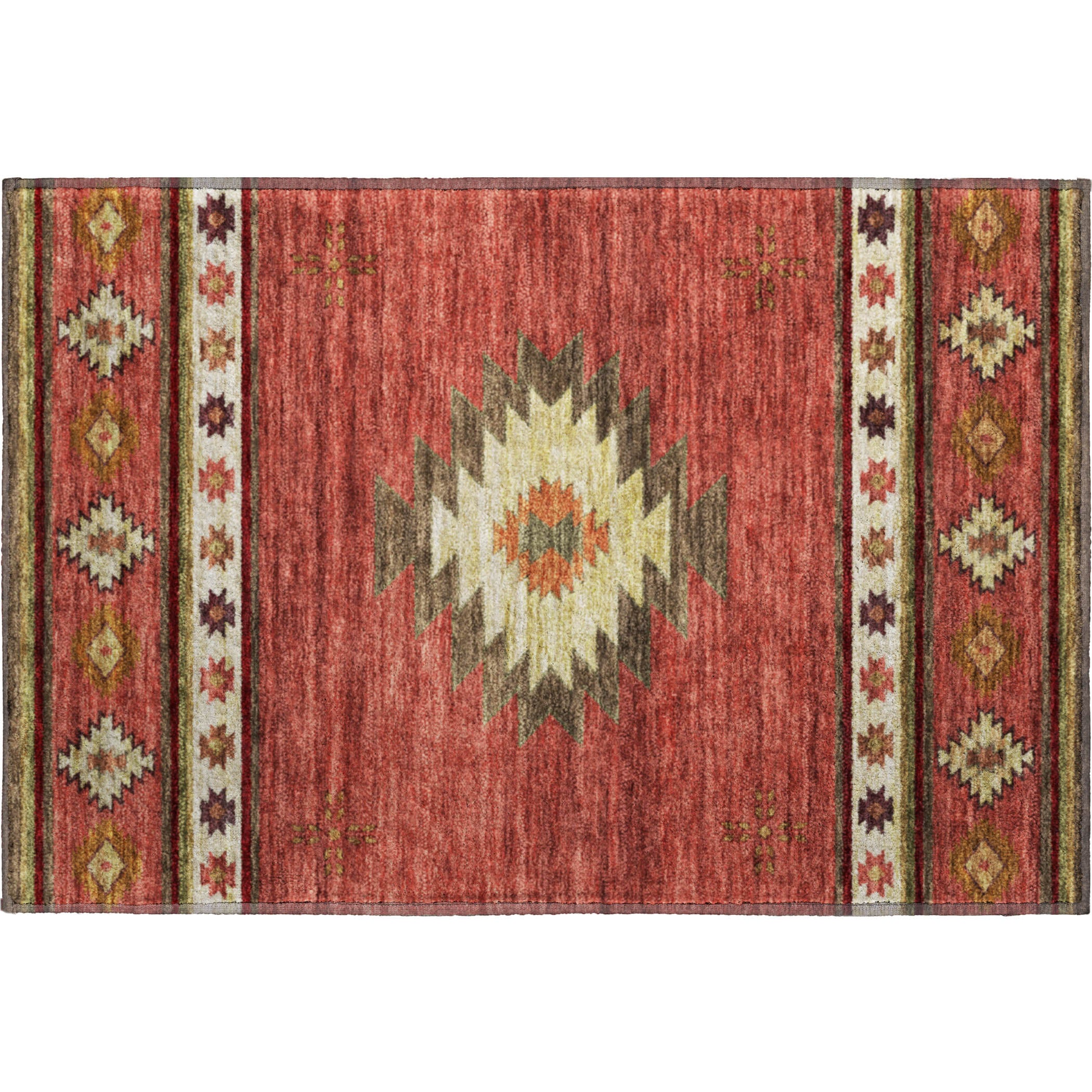 Siena Machine Washable Southwest Spice Red Rug 1'8" x 2'6" #shape_Rectangle
