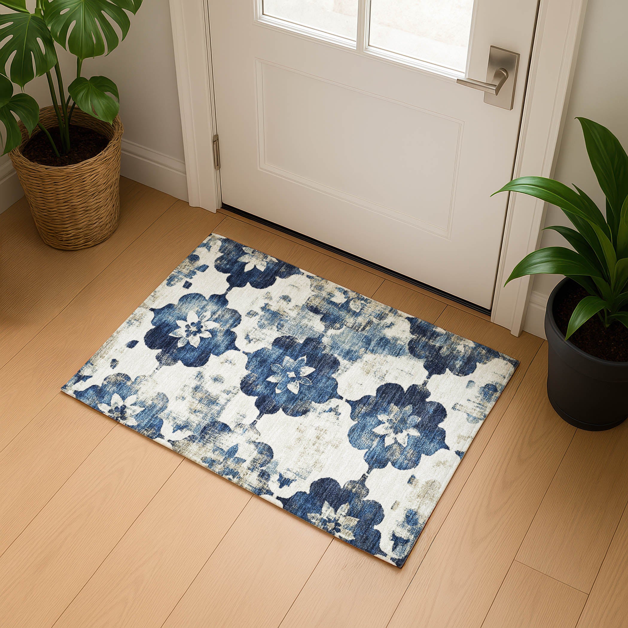 Ghent Machine Washable Transitional Navy Blue Rug 1'8" x 2'6" #shape_Rectangle