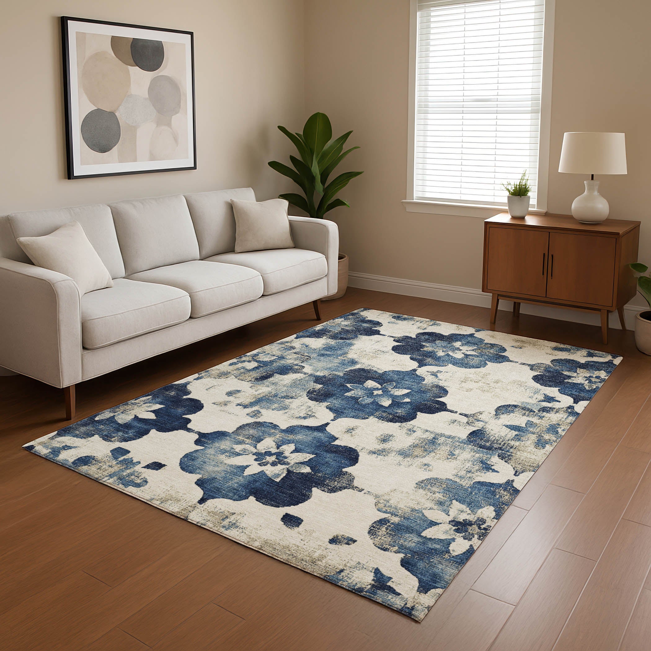 Ghent Machine Washable Transitional Navy Blue Rug 2'6" x 3'10" #shape_Rectangle