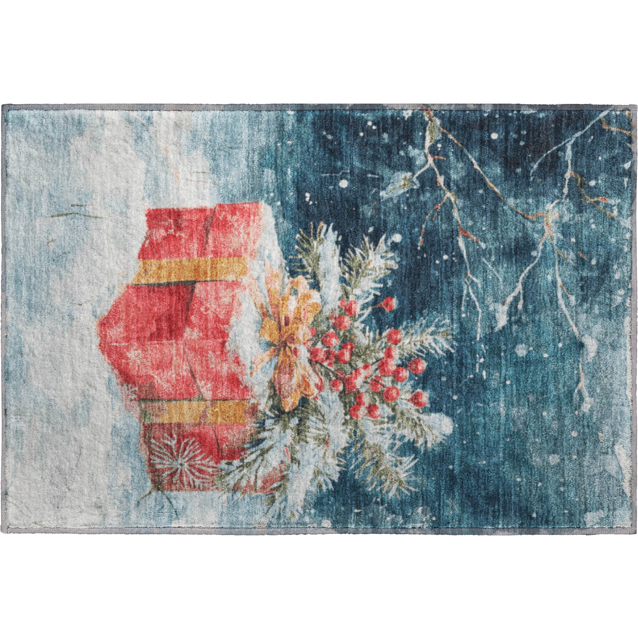 Kathmandu Machine Washable Transitional Blue Rug 1'8" x 2'6" #shape_Rectangle