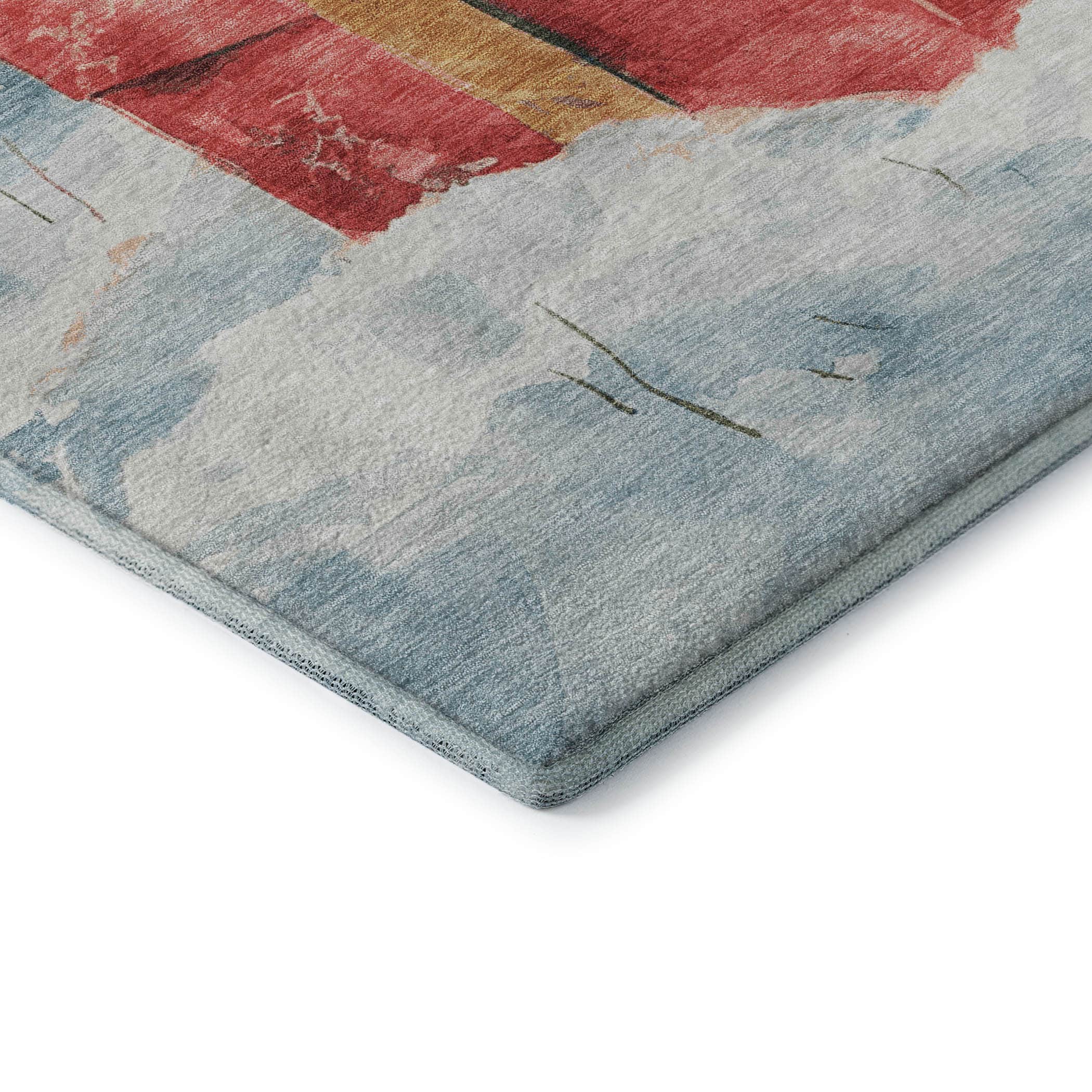 Kathmandu Machine Washable Transitional Blue Rug 1'8" x 2'6" #shape_Rectangle