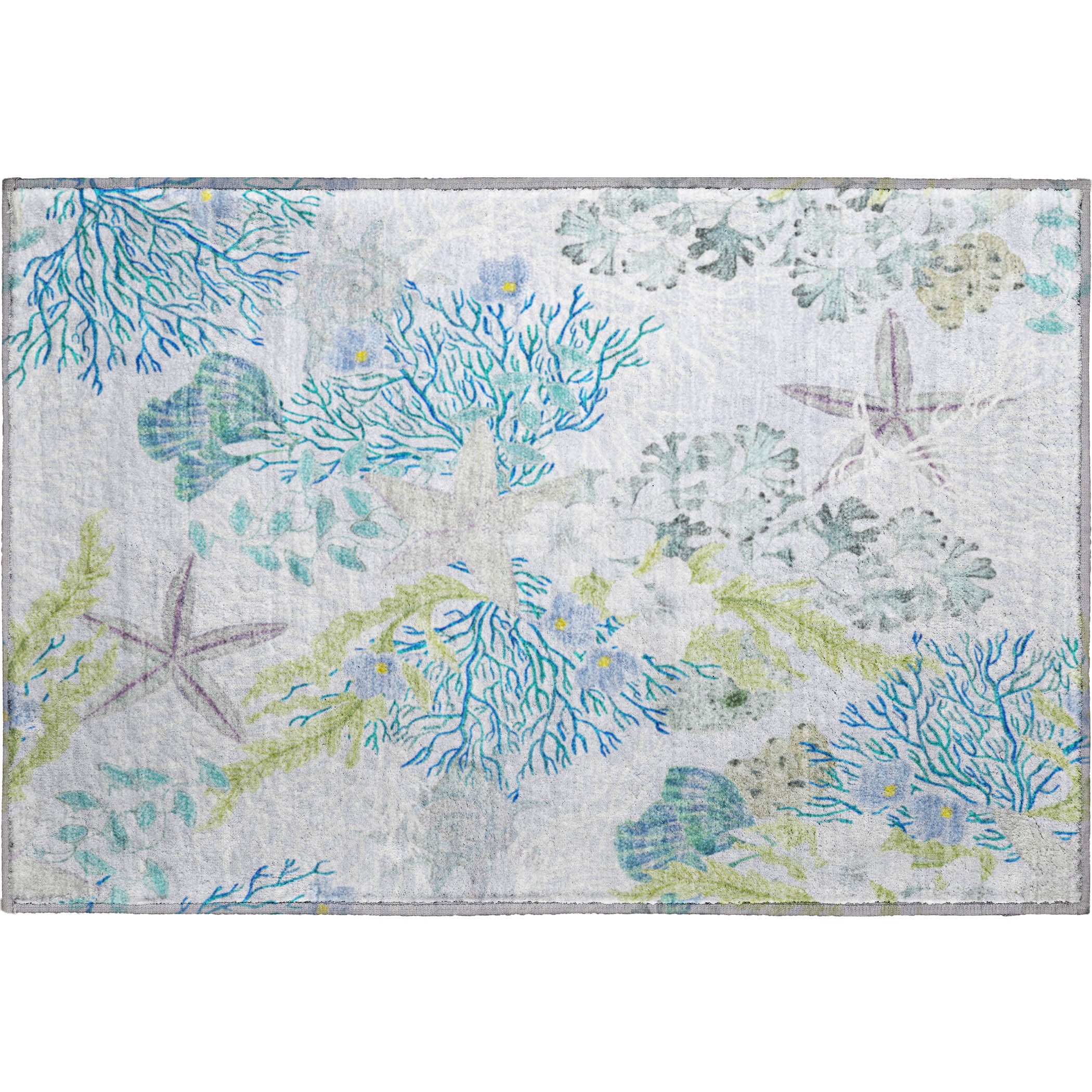 Budapest Machine Washable Coastal Aqua Gray Rug 1'8" x 2'6" #shape_Rectangle