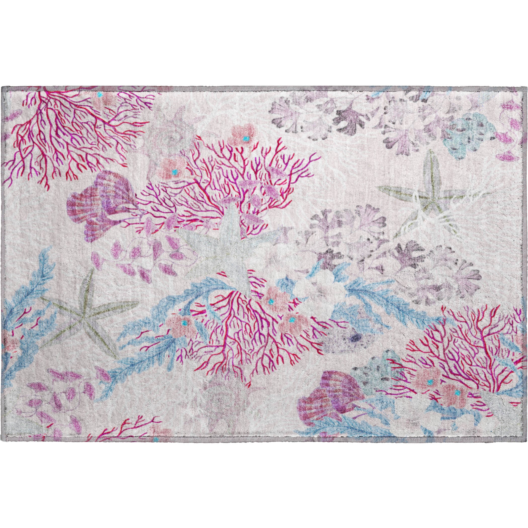 Budapest Machine Washable Coastal Raspberry Pink Rug 1'8" x 2'6" #shape_Rectangle
