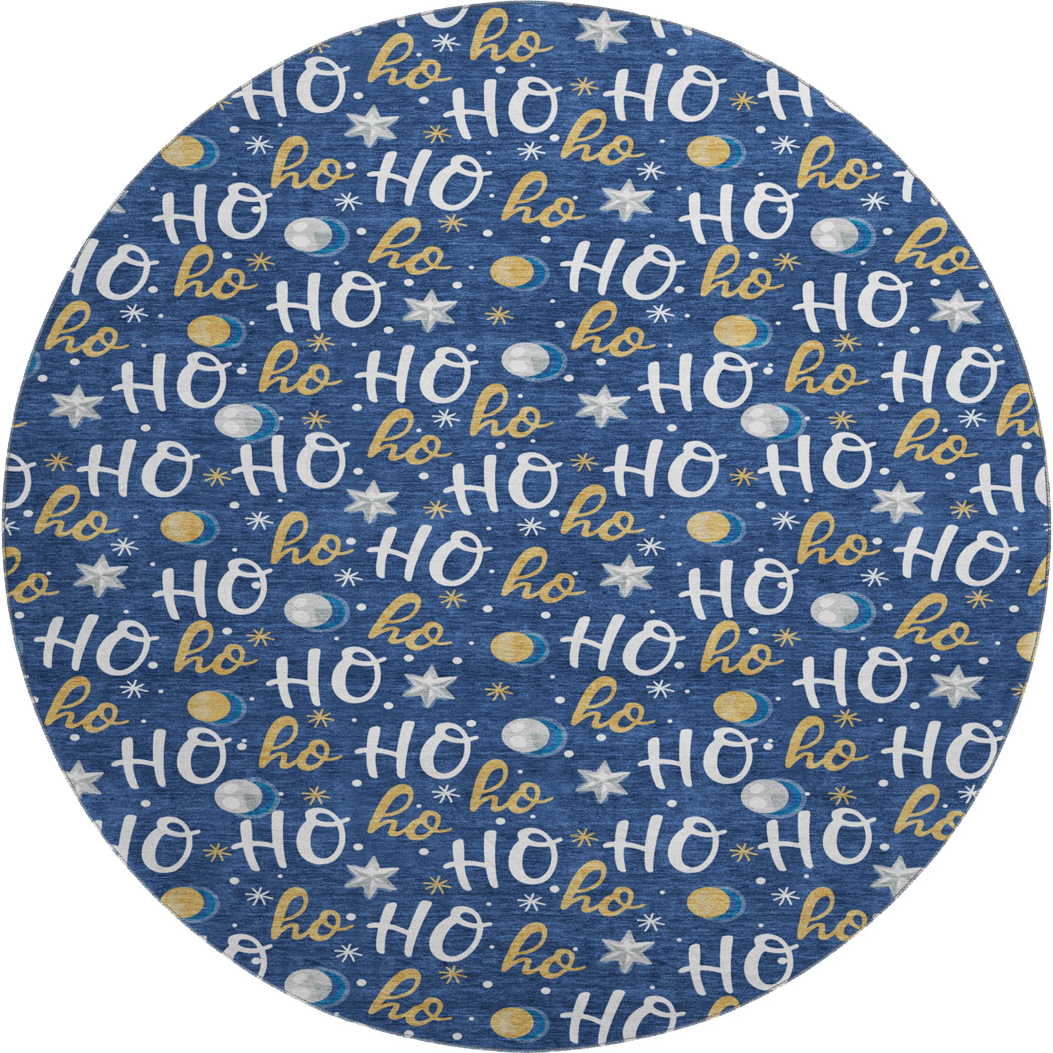 Hoi An Machine Washable Transitional Navy Blue Rug 8' x 8' #shape_Round