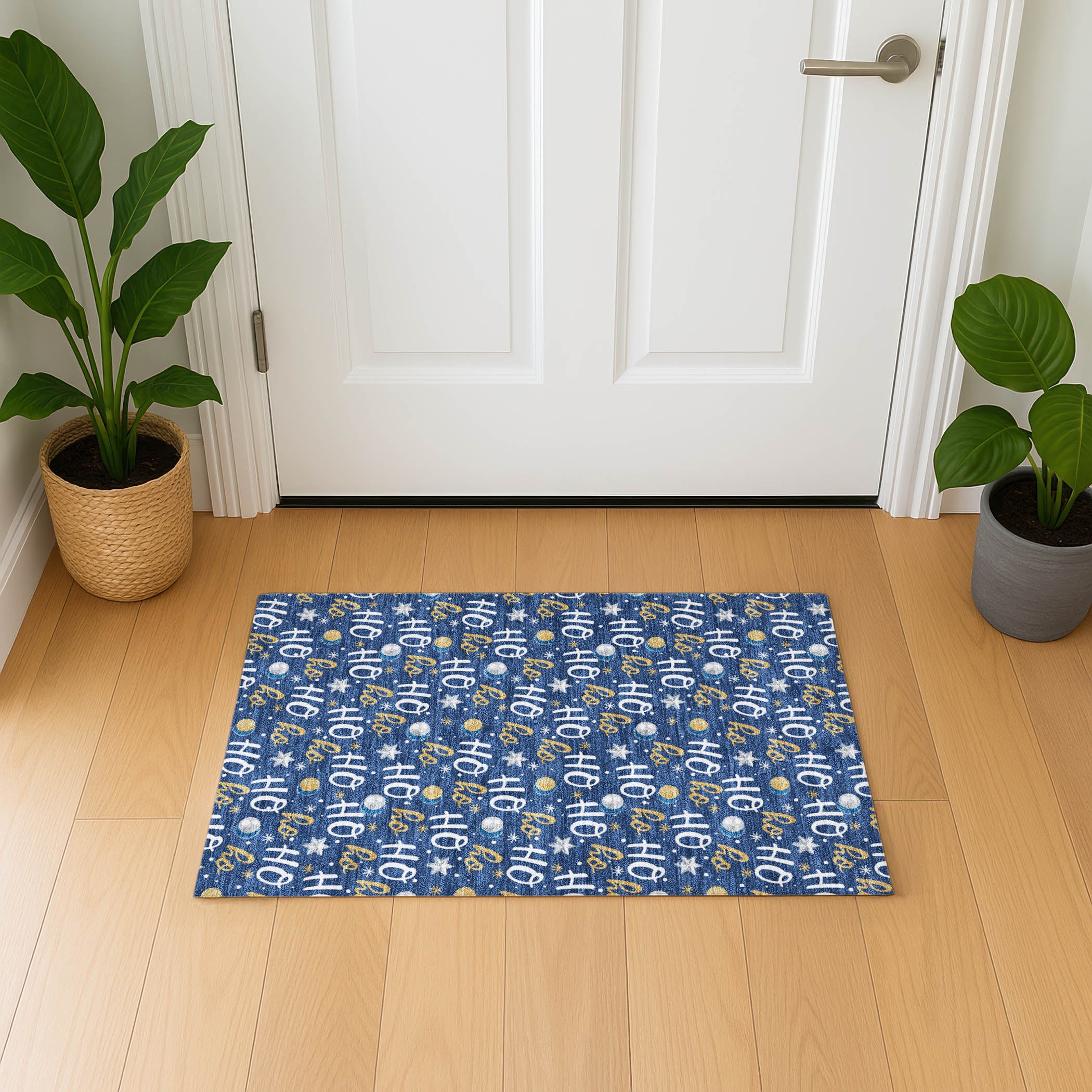 Hoi An Machine Washable Transitional Navy Blue Rug 1'8" x 2'6" #shape_Rectangle