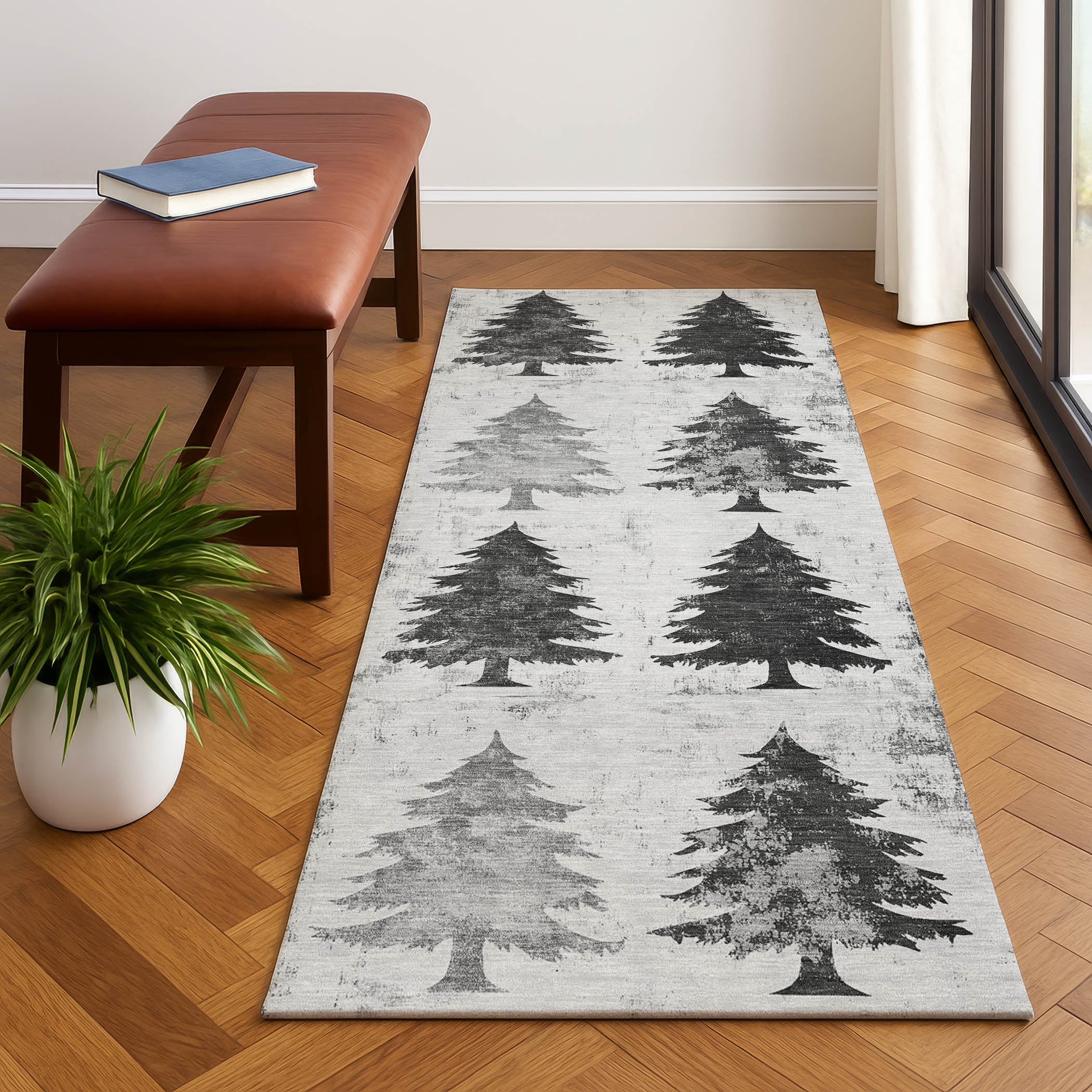 Seville Machine Washable Transitional Gray Rug 2'3" x 7'6" #shape_Runner