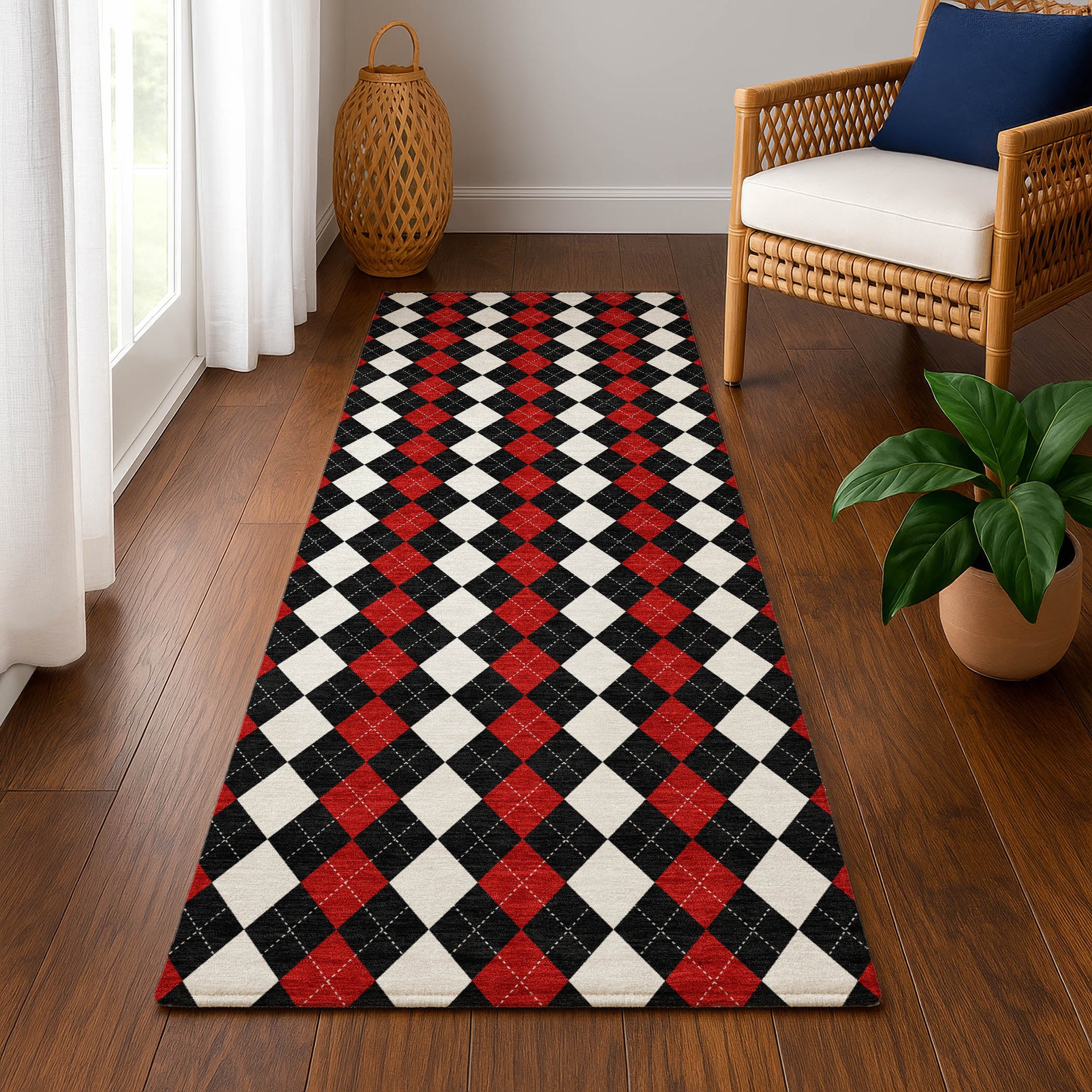 Sintra Machine Washable Transitional Black Rug 2'3" x 7'6" #shape_Runner