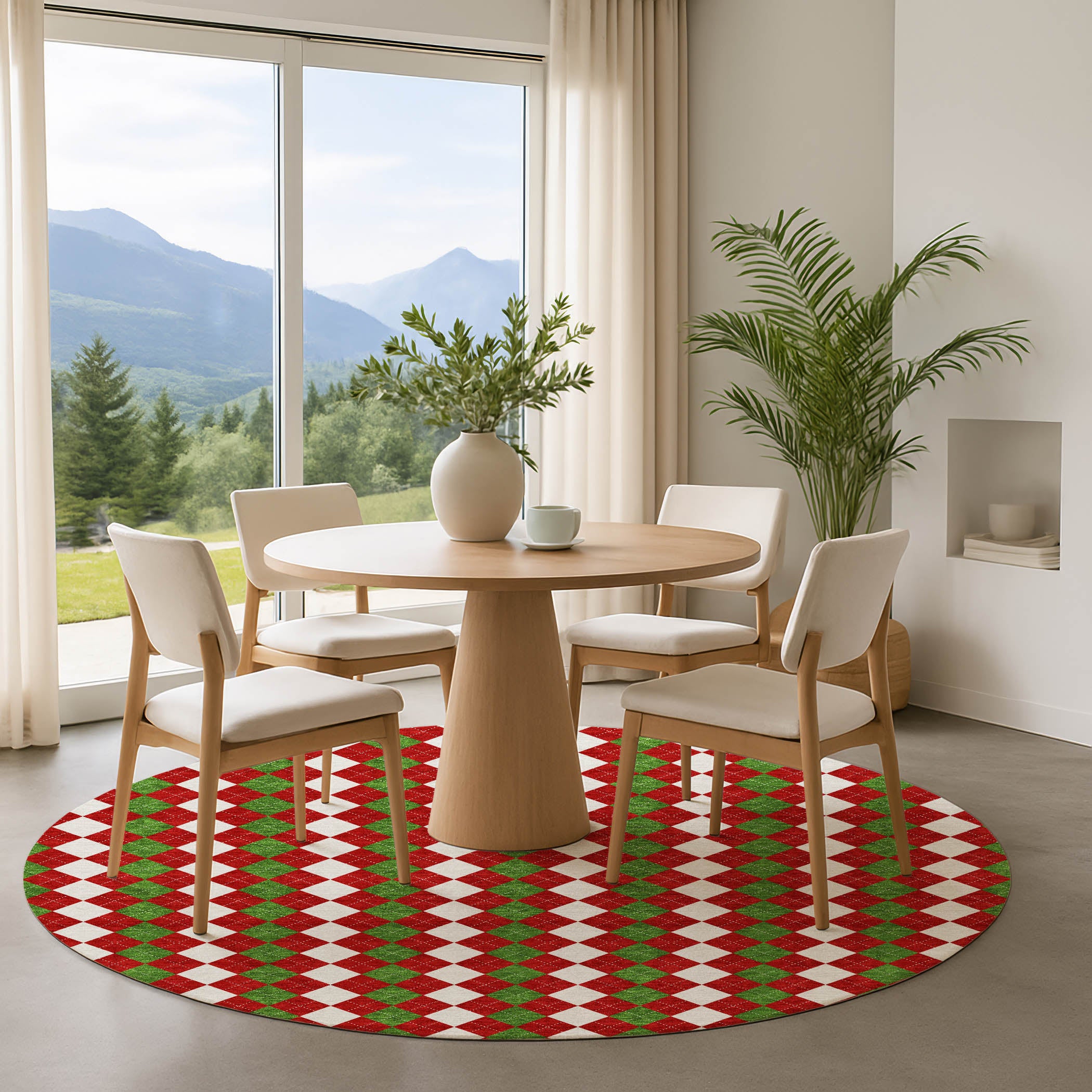 Sintra Machine Washable Transitional Red Rug 8' x 8' #shape_Round
