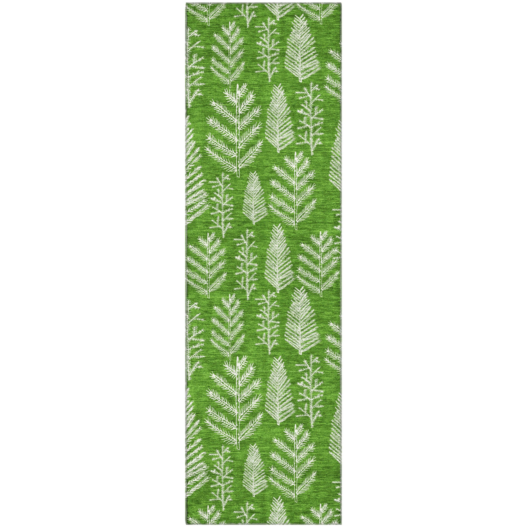 Lima Machine Washable Transitional Green Rug 2'3" x 7'6" #shape_Runner