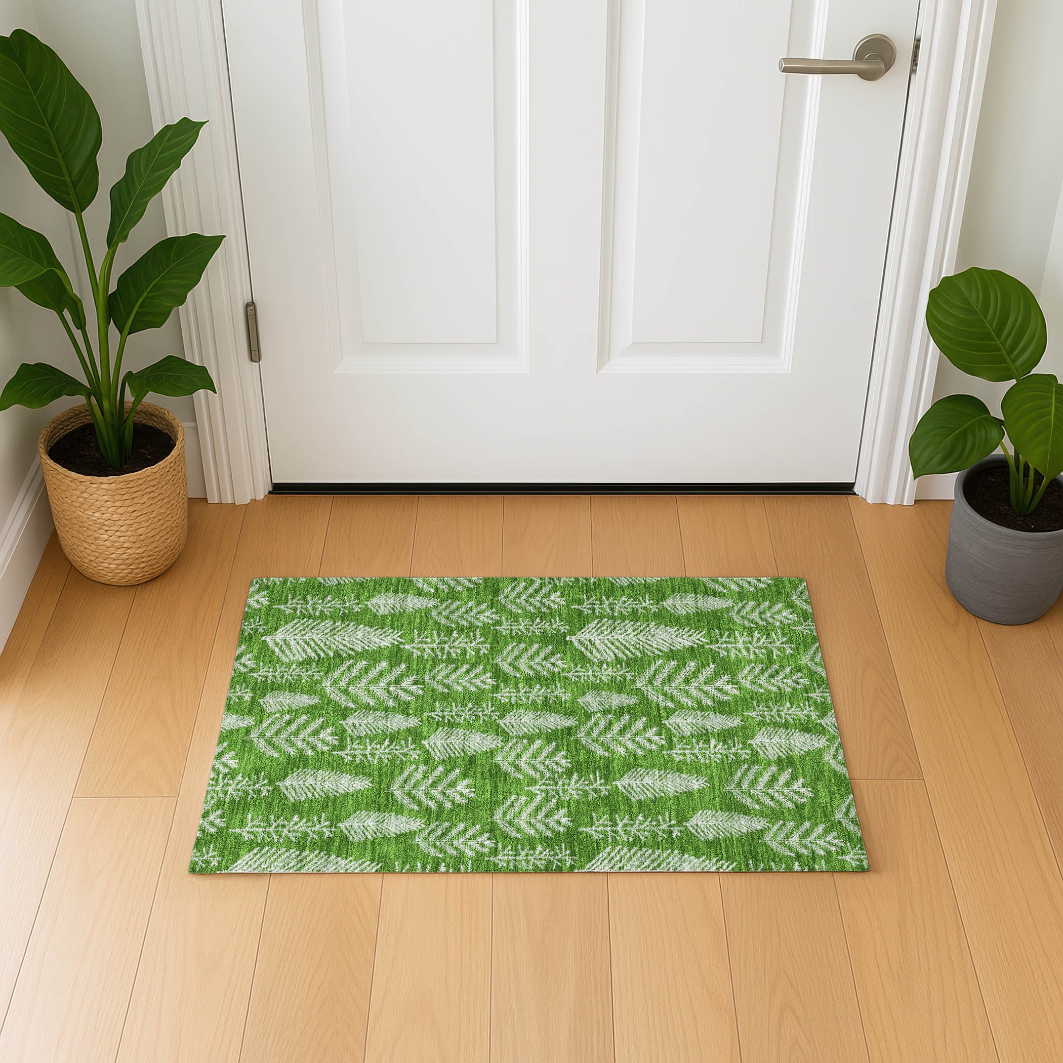 Lima Machine Washable Transitional Green Rug 1'8" x 2'6" #shape_Rectangle