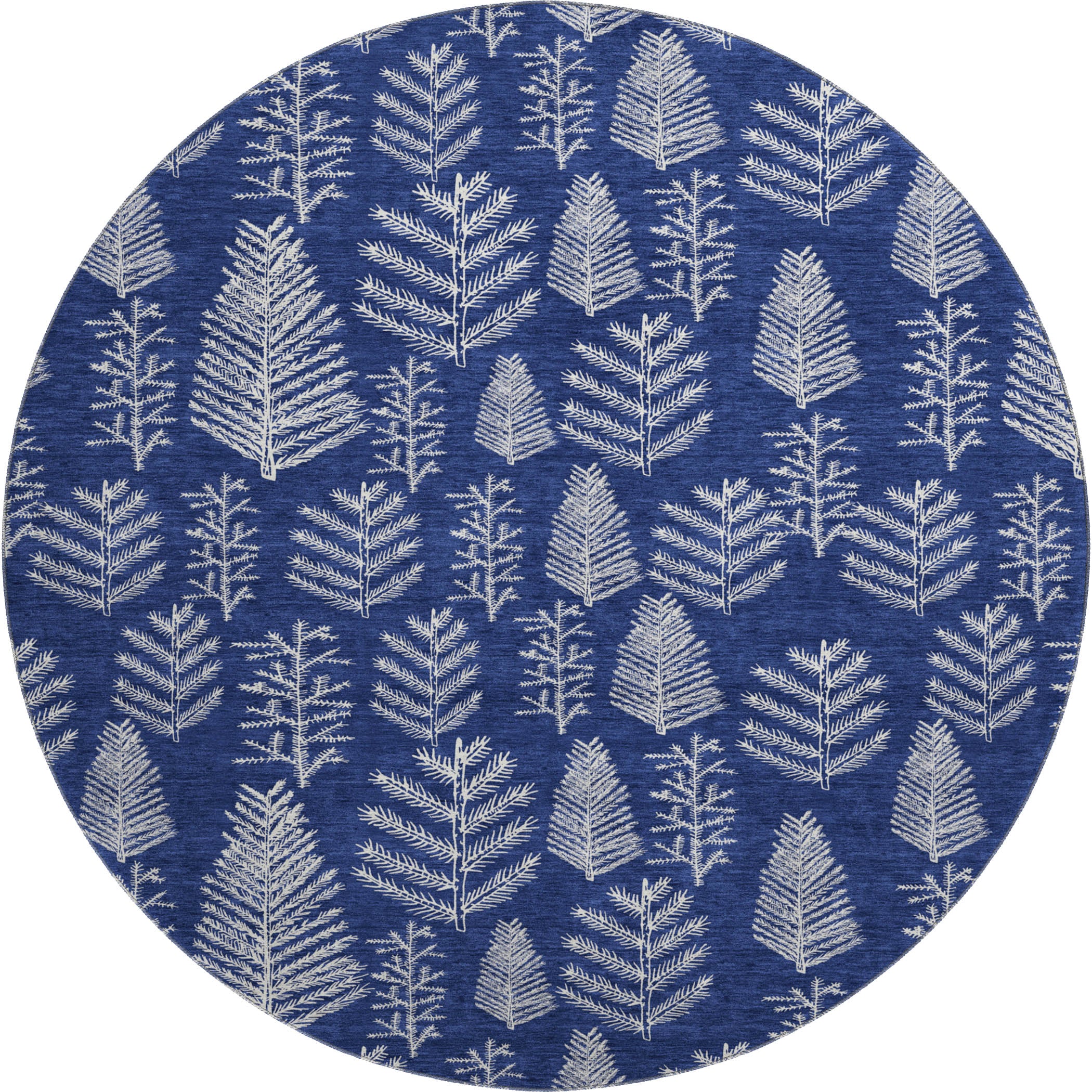 Lima Machine Washable Transitional Navy Blue Rug 8' x 8' #shape_Round