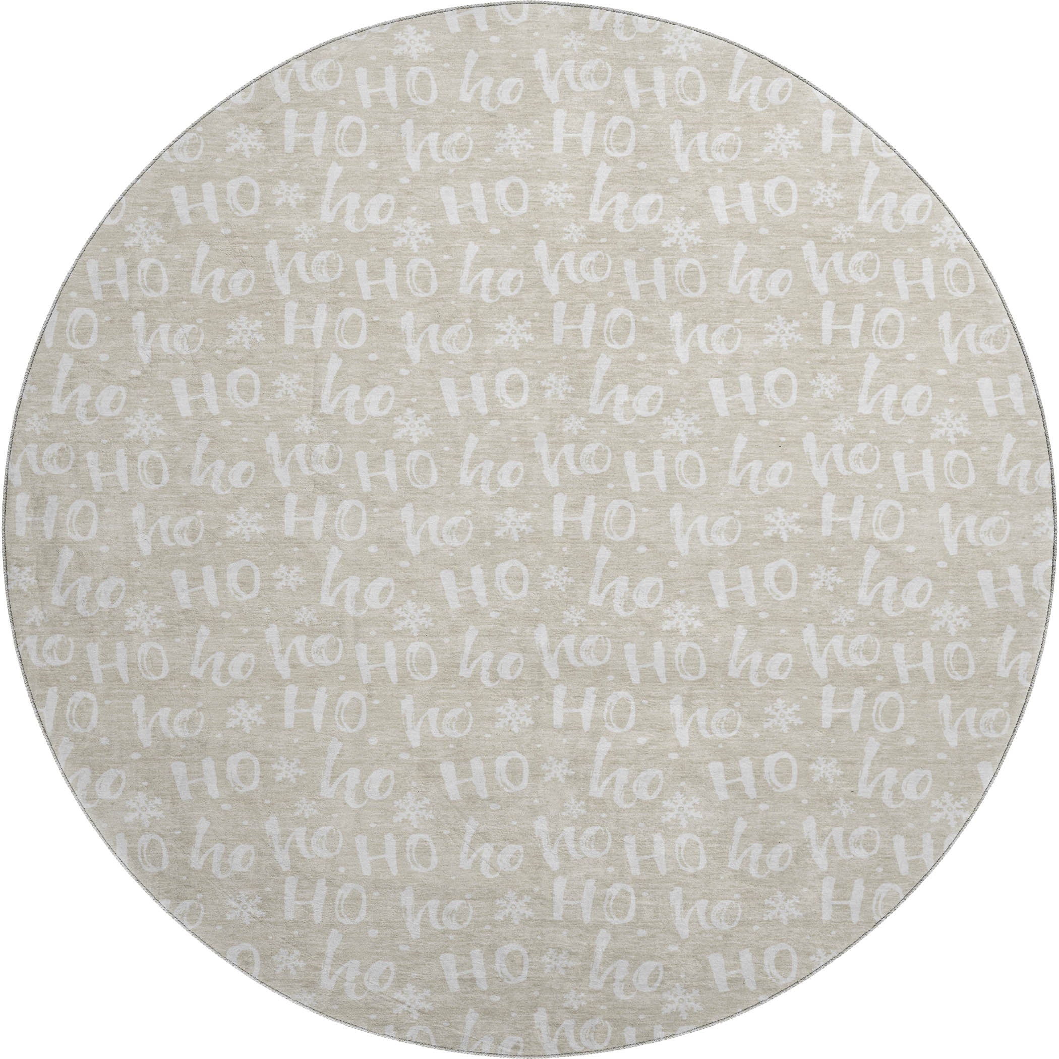 Queenstown Machine Washable Transitional Beige Brown Rug 8' x 8' #shape_Round