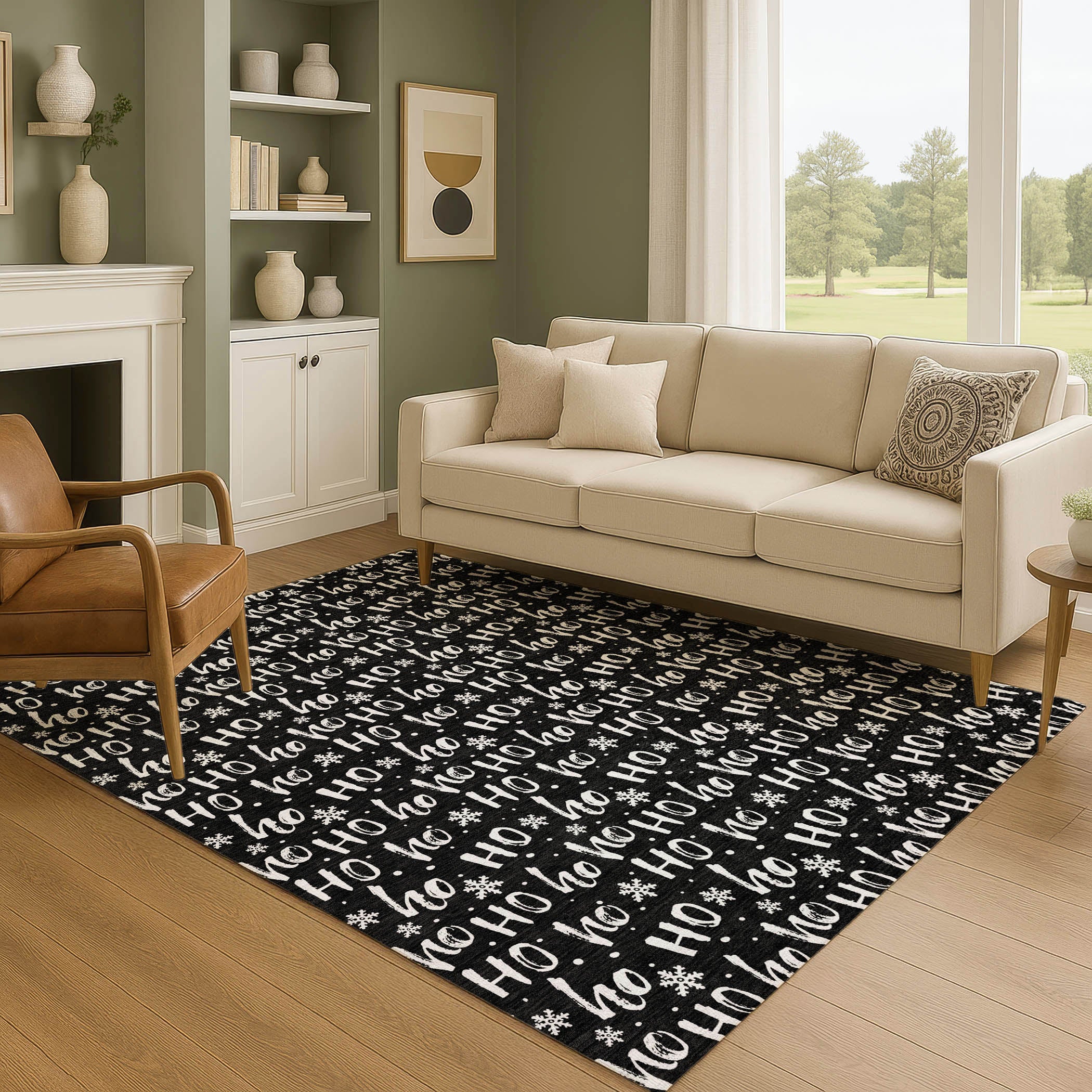 Queenstown Machine Washable Transitional Black Rug 2'6" x 3'10" #shape_Rectangle