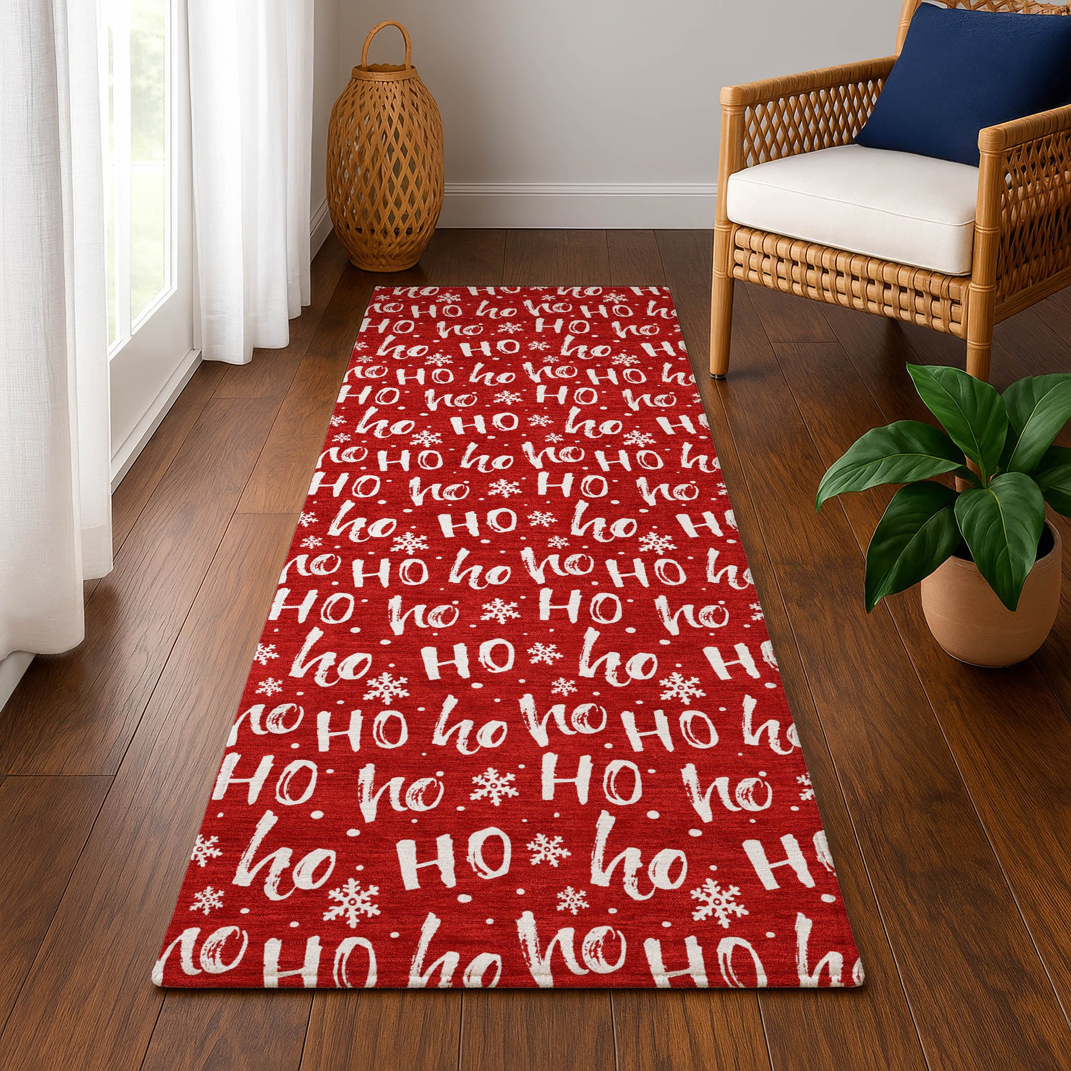 Queenstown Machine Washable Transitional Red Rug 2'3" x 7'6" #shape_Runner