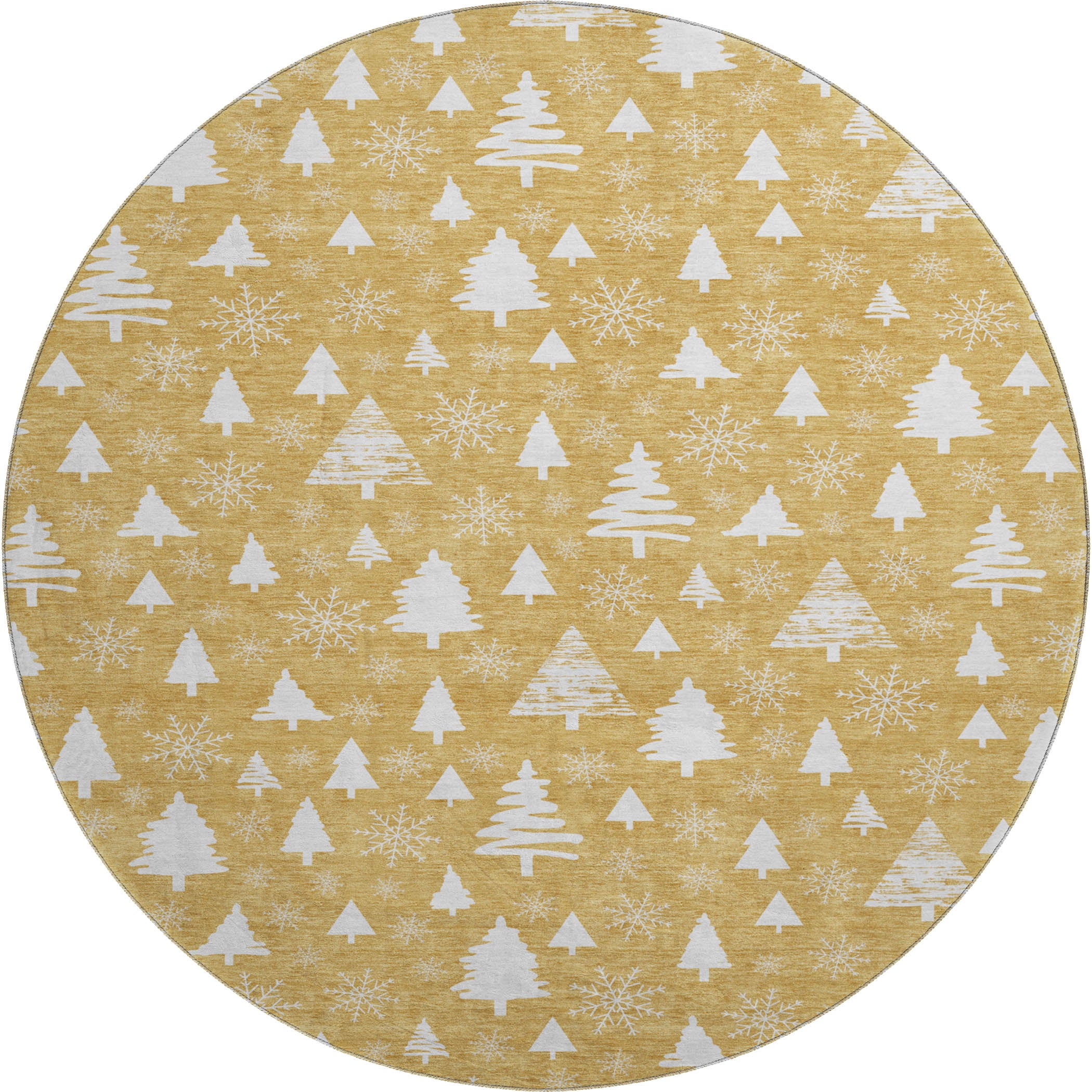 Baku Machine Washable Transitional Gold Rug 8' x 8' #shape_Round