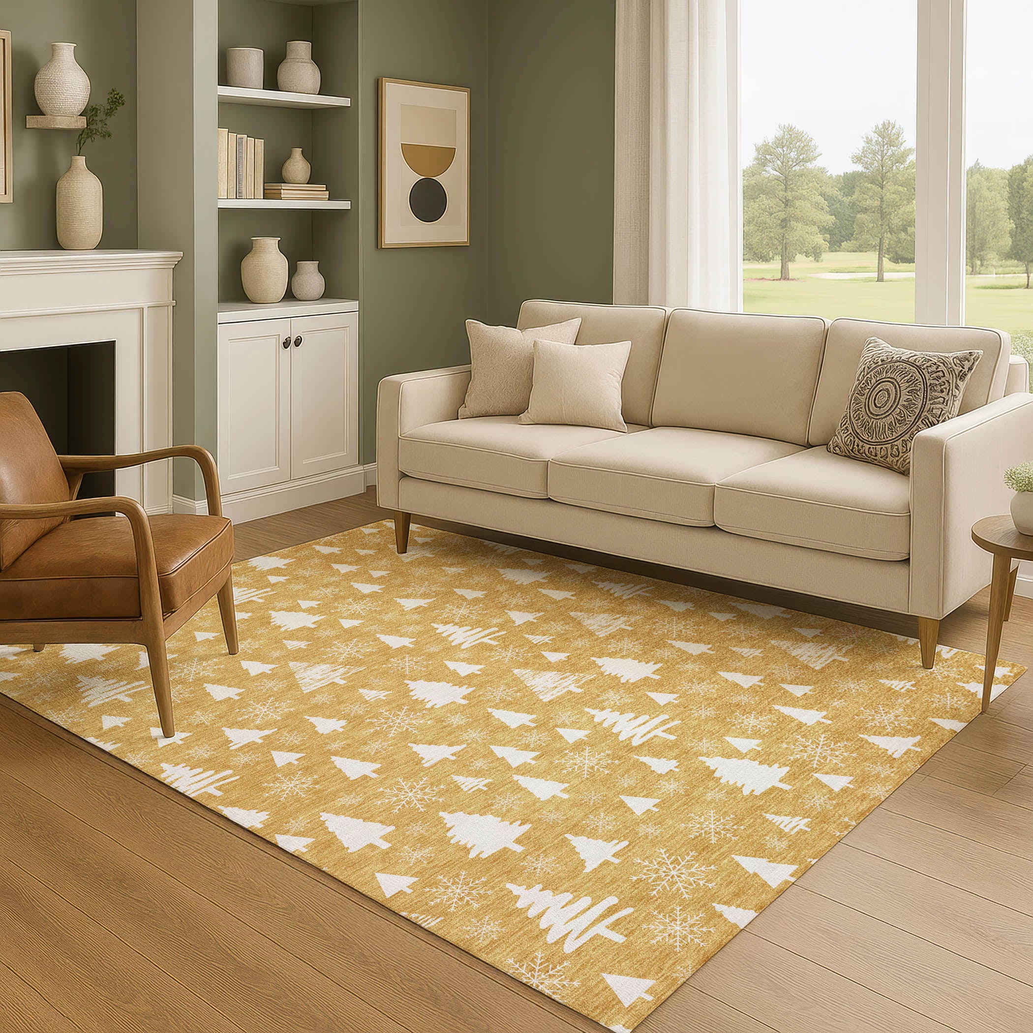 Baku Machine Washable Transitional Gold Rug 2'6" x 3'10" #shape_Rectangle