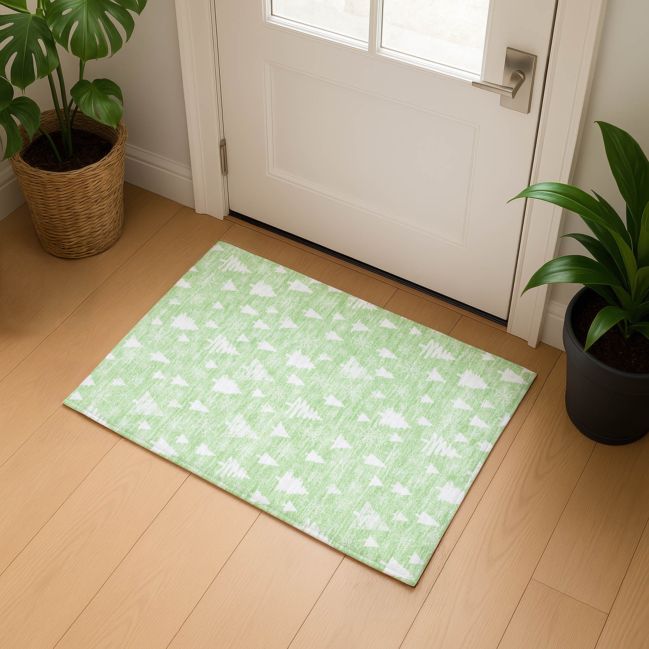 Baku Machine Washable Transitional Mint Green Rug 1'8" x 2'6" #shape_Rectangle