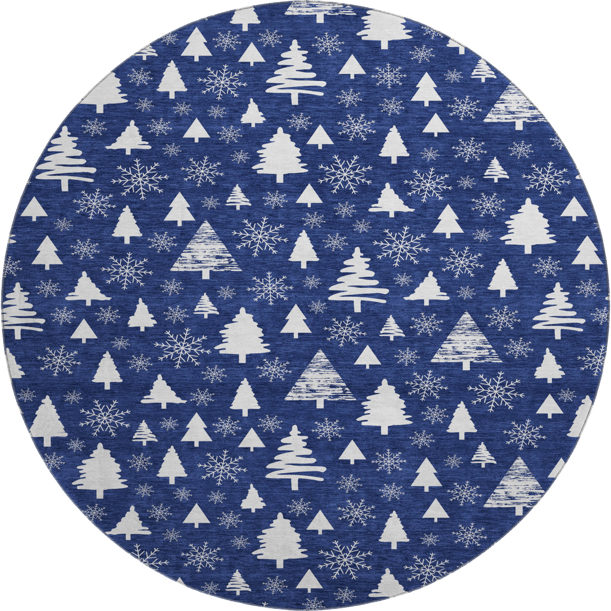 Baku Machine Washable Transitional Navy Blue Rug 8' x 8' #shape_Round