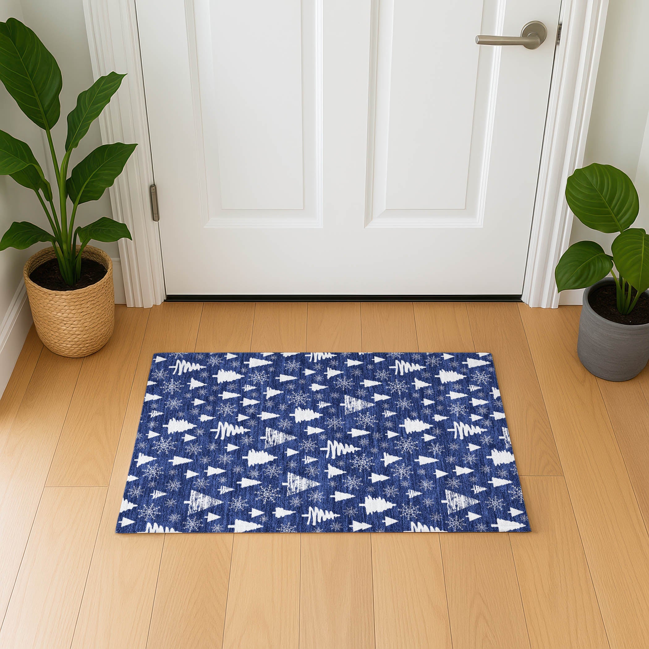 Baku Machine Washable Transitional Navy Blue Rug 1'8" x 2'6" #shape_Rectangle