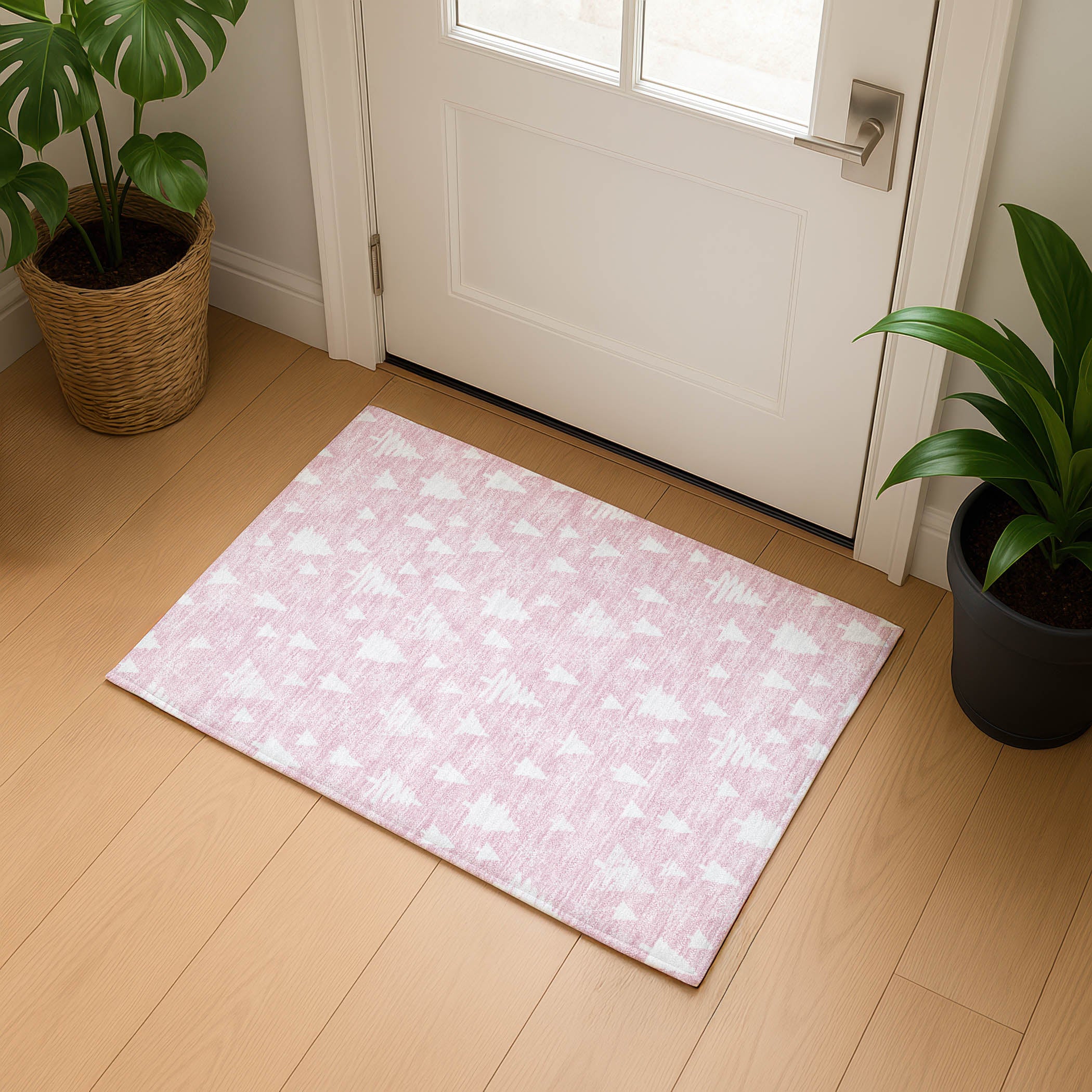 Baku Machine Washable Transitional Pink Rug 1'8" x 2'6" #shape_Rectangle