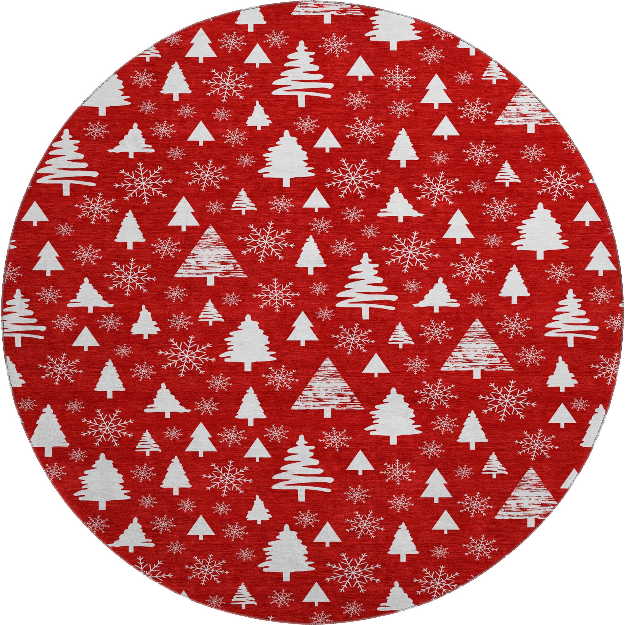 Baku Machine Washable Transitional Red Rug 8' x 8' #shape_Round